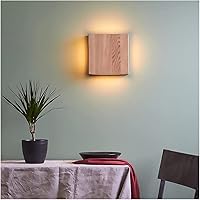 Vista 4 de Lámpara de pared LED de madera, aplique de pared cuadrada, lámpara de pared para interiores de 9 W, con acrílico, lámparas de cabecera de madera