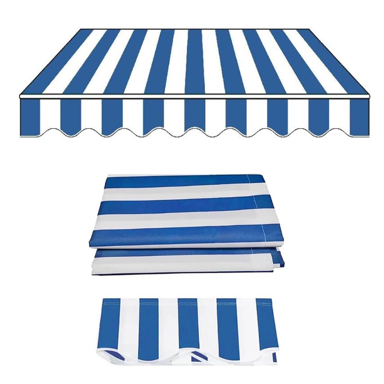Repuesto de tela para toldo retráctil de poliéster premium 13x8 pies azul blanco