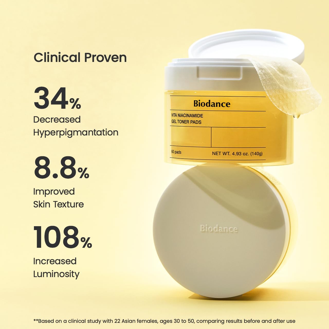 Biodance Vita Niacinamide Gel Toner Pads, Dark Spot Corrector, Evening Skin Tone, Gentle Exfoliating Toner Pads with Vitamin C, Korean Skin Care, Valentines Day Gifts for Herㅣ4.93 fl.oz.(140g)*60Pads - Image 8