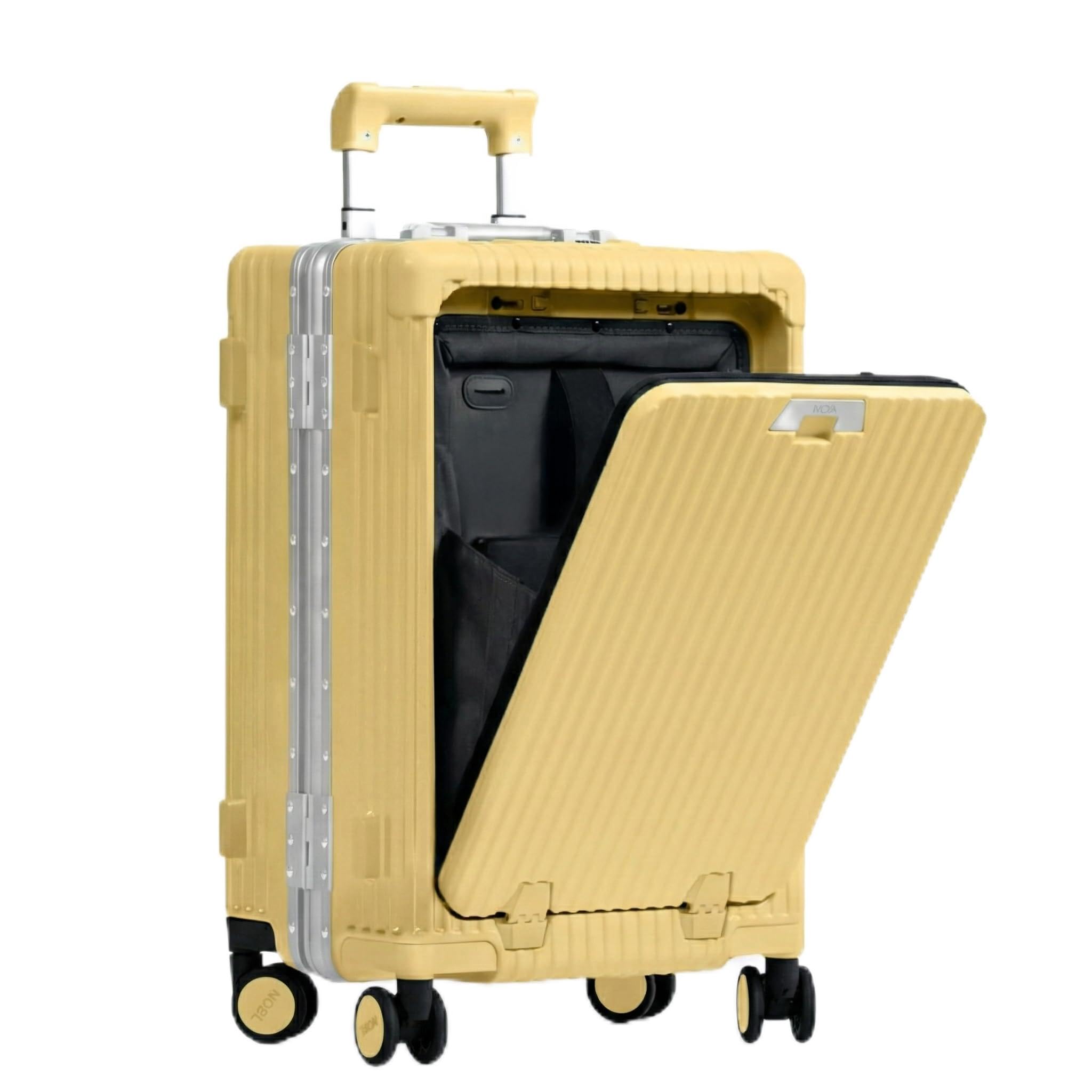 Nobl Travel Carry On Luggage, Noble Zipperless Aluminum Frame PC Hard Shell Suitcase, 22.5"x15"x9.5" Airline Approved, 360° Spinner Wheels, TSA Locks,