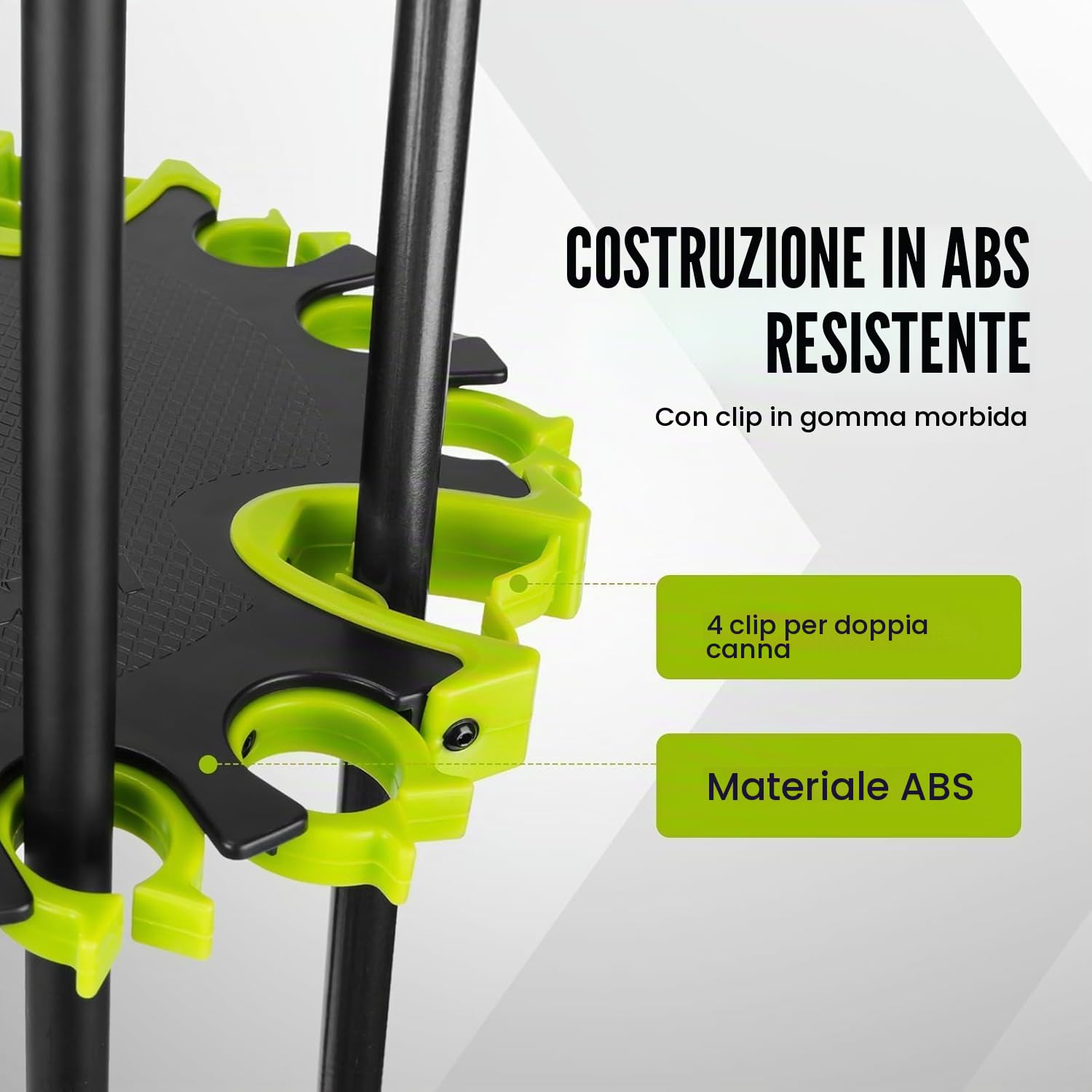 BOOSTEADY Supporto per Canna da Pesca per Garage, Portacanna da Pavimento per 20 Canne con Ruote Girevoli a 360°, Organizzatore di Attrezzatura da Pesca in Plastica ABS