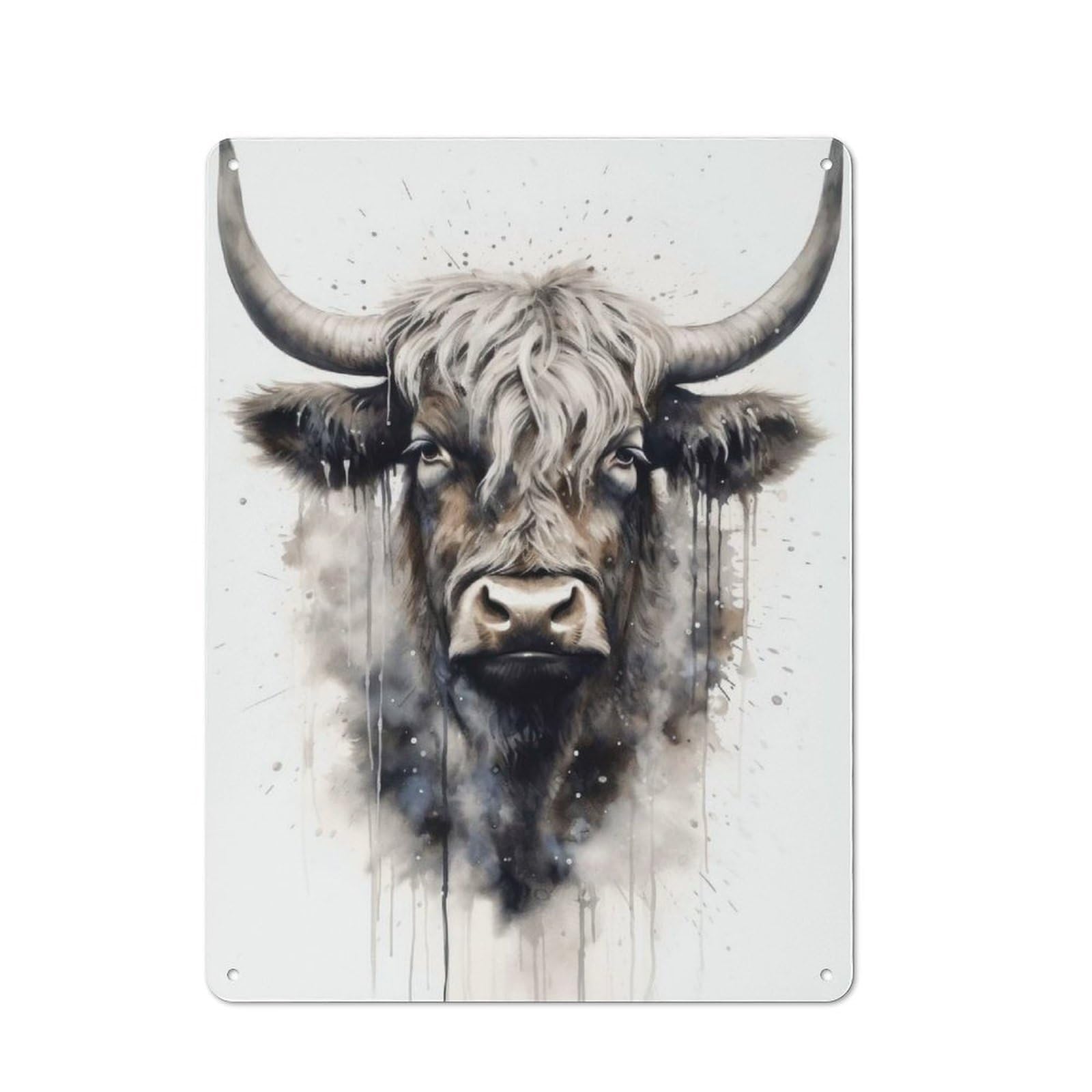 Junmoney Yak Ink Art Metal Wall Plaque With Design 40X30cm, Retro Novelty Wall Art For Bedroom, Kitchen, Office Or Living Room