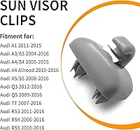 Vista 3 de 2 clips interiores para visera solar, gancho mejorado para soporte de visera de automóvil - Compatible con Audi A1 A3 A4 A5 Q3 Q5 S3 S4 S5 TT, OEM