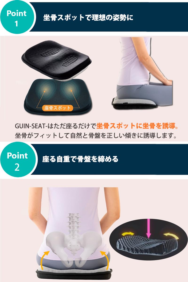 Amazon.co.jp: [はくだけ整体] GUIN-SEAT- 坐骨スポットに坐骨す