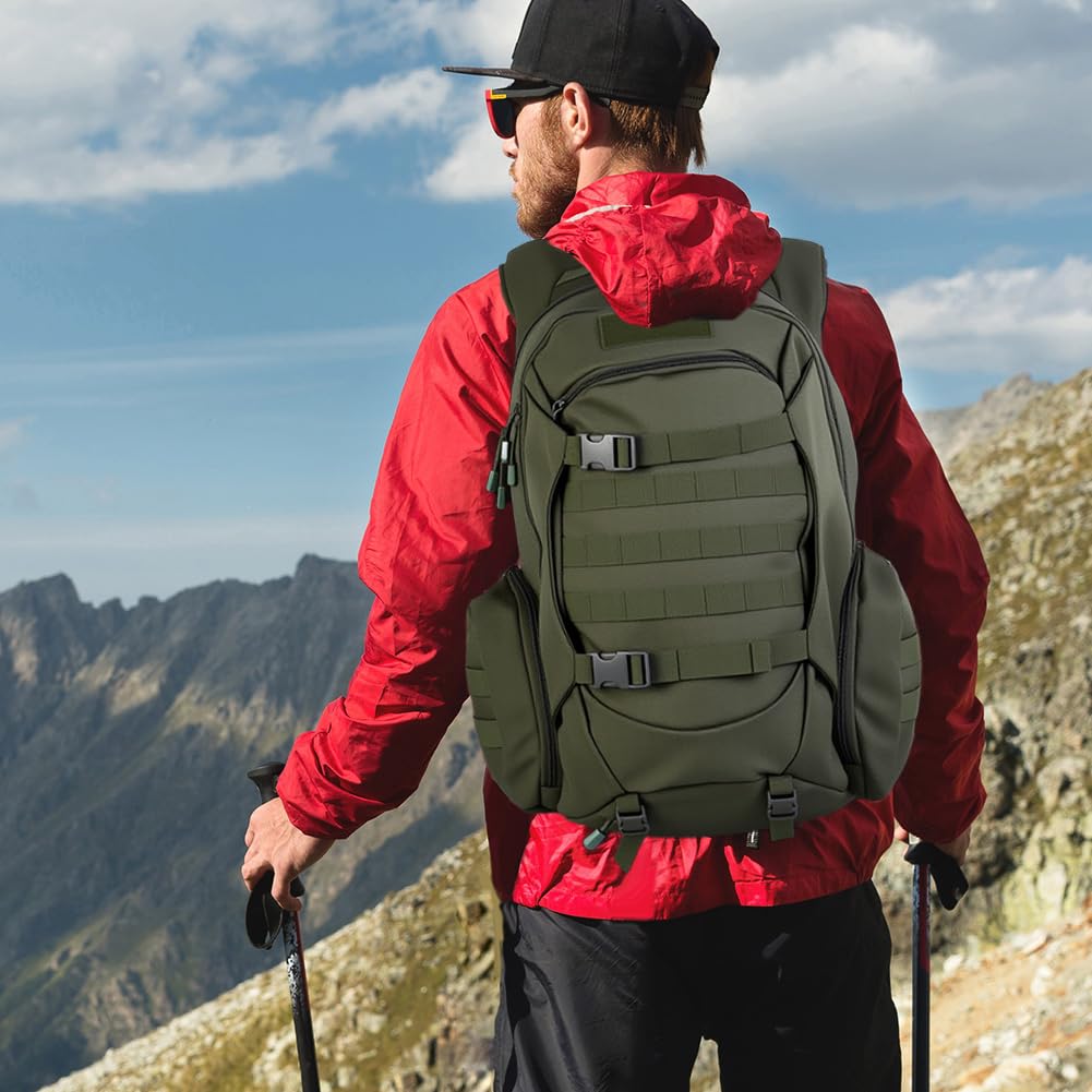 lyrlody Zaino da trekking, campeggio, escursionismo, con copertura antipioggia con sacca d'acqua da 2 l