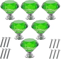 Vista 9 de Akstore 6 pomos de cristal para gabinetes de 1.18 pulgadas (1.181 in) con forma de diamante, para cajones de cocina, aparador, armario, tiradores