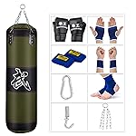 SFEEXUN Punching Bag for Man Women Youth Teens, Indoor/Garden Boxing Bag Unfilled Heavy Bag Set with Punching Gloves, Chain, Ceiling Hook for MMA, Kickboxing, Muay Thai, Karate, Taekwondo