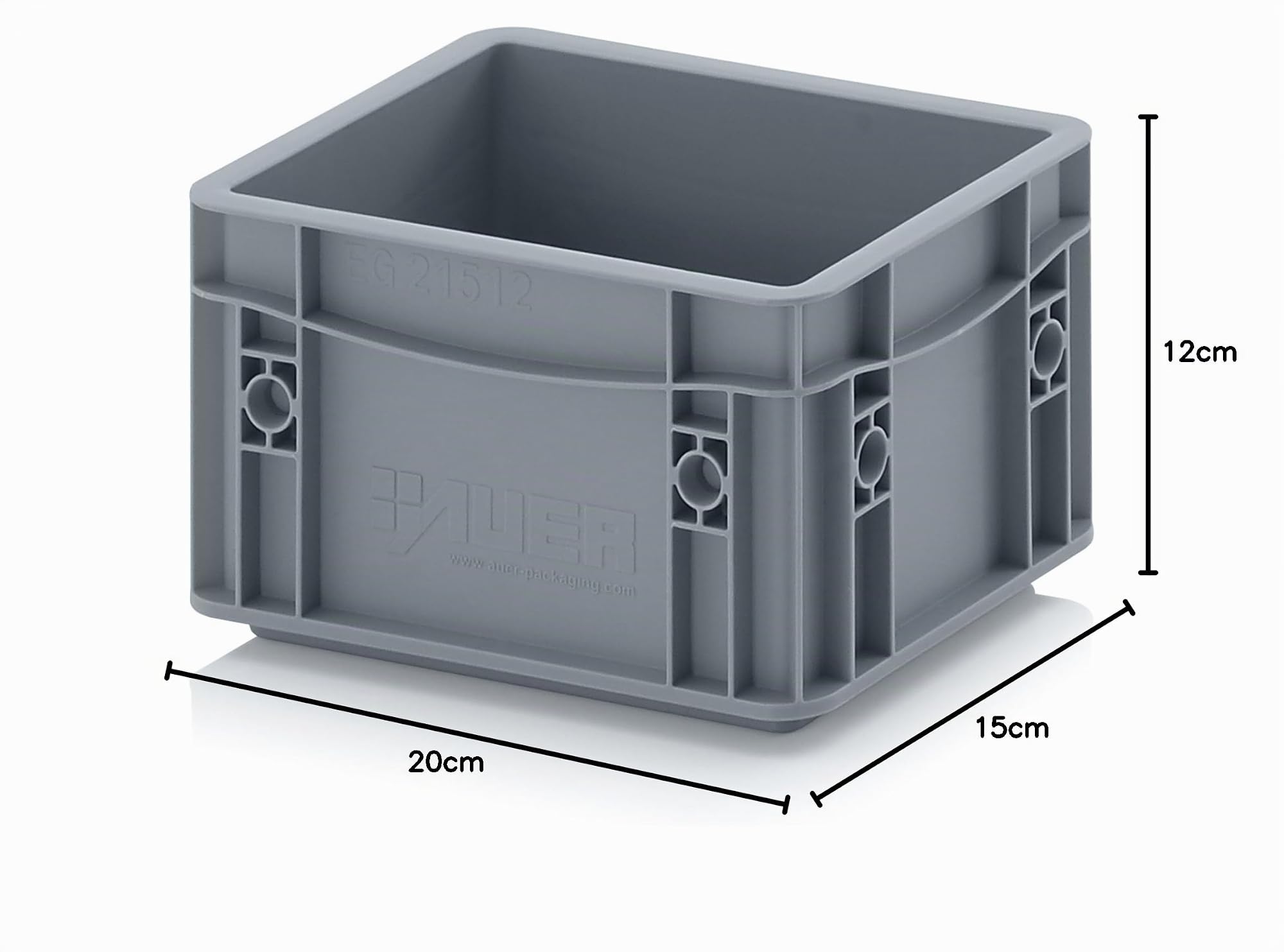Auer Packaging 8x Eurobehälter-Eurobox 20 x 15 x 12 grau inkl. gratis Zollstock, 8er Set