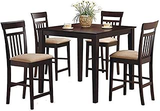 5-piece Counter Height Dining Set Cappuccino and Tan - coolthings.us