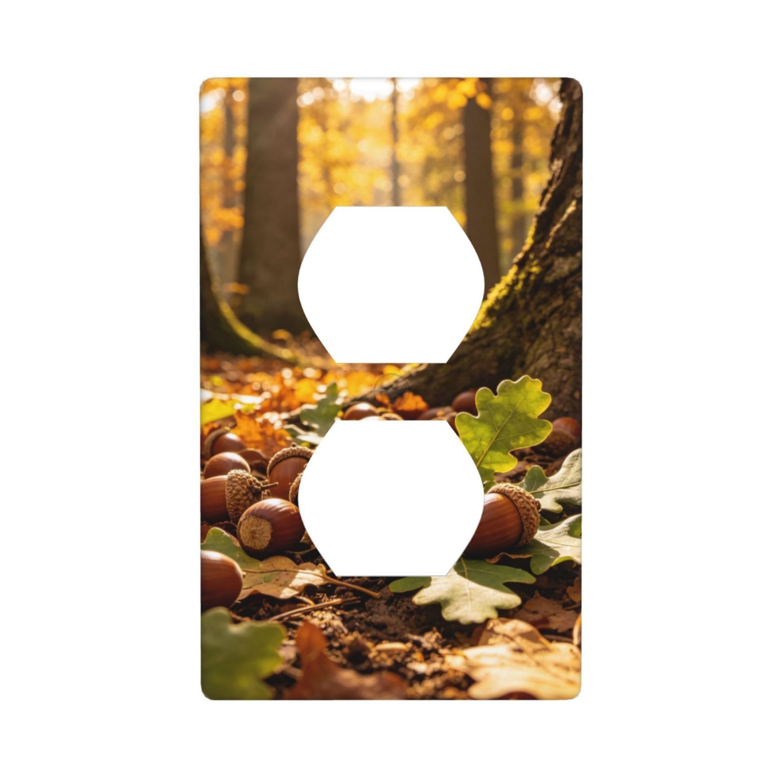 Brown Acorn Art Decorative Switch Plate Cover-Unbreakable Polycarbonate Wall Plate for Home Office, 1 Gang with Screws