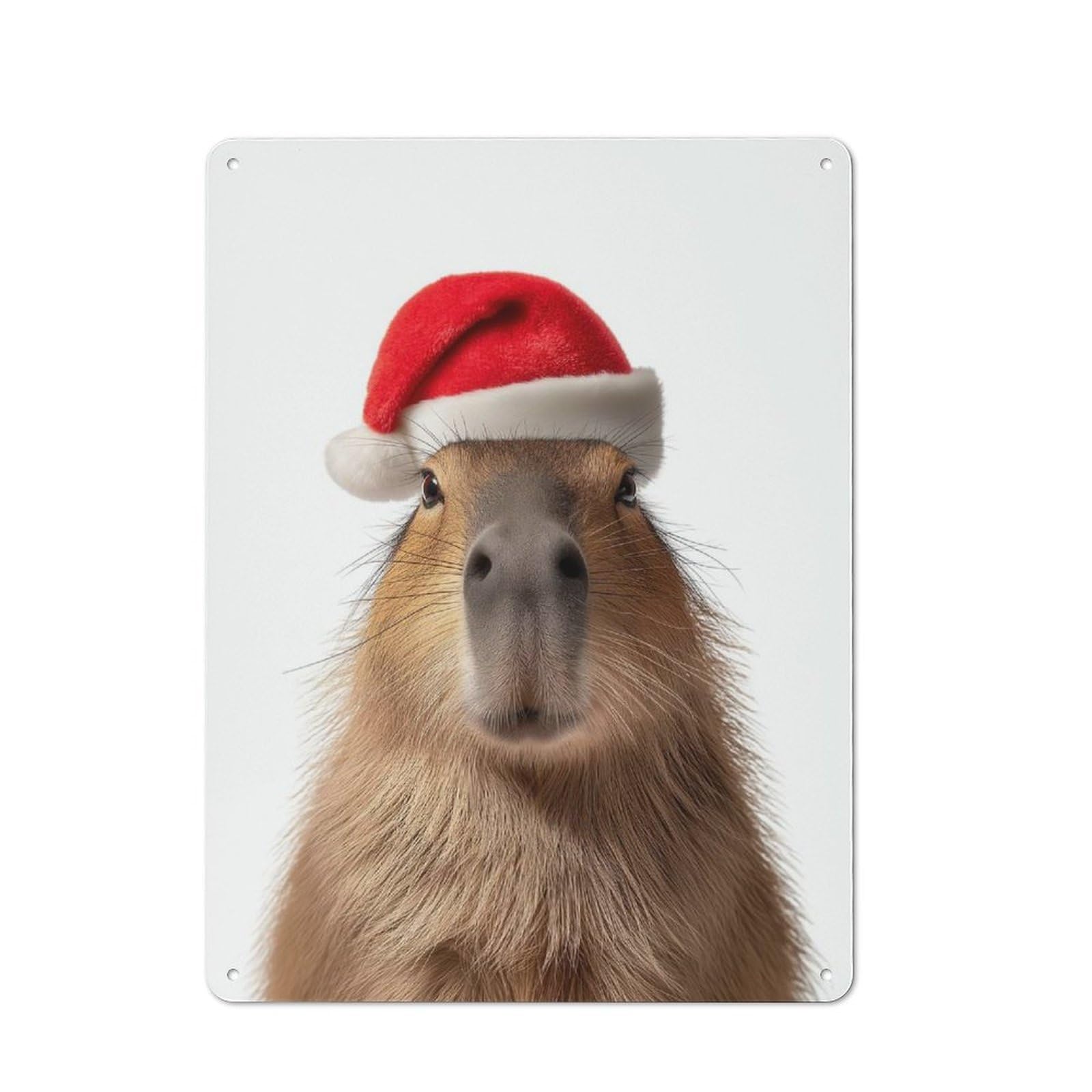 Junmoney Capybara Christmas Portrait Retro Tin Sign 40X30cm For Pub Or Café, For Collectors Building A Themed Wall Display