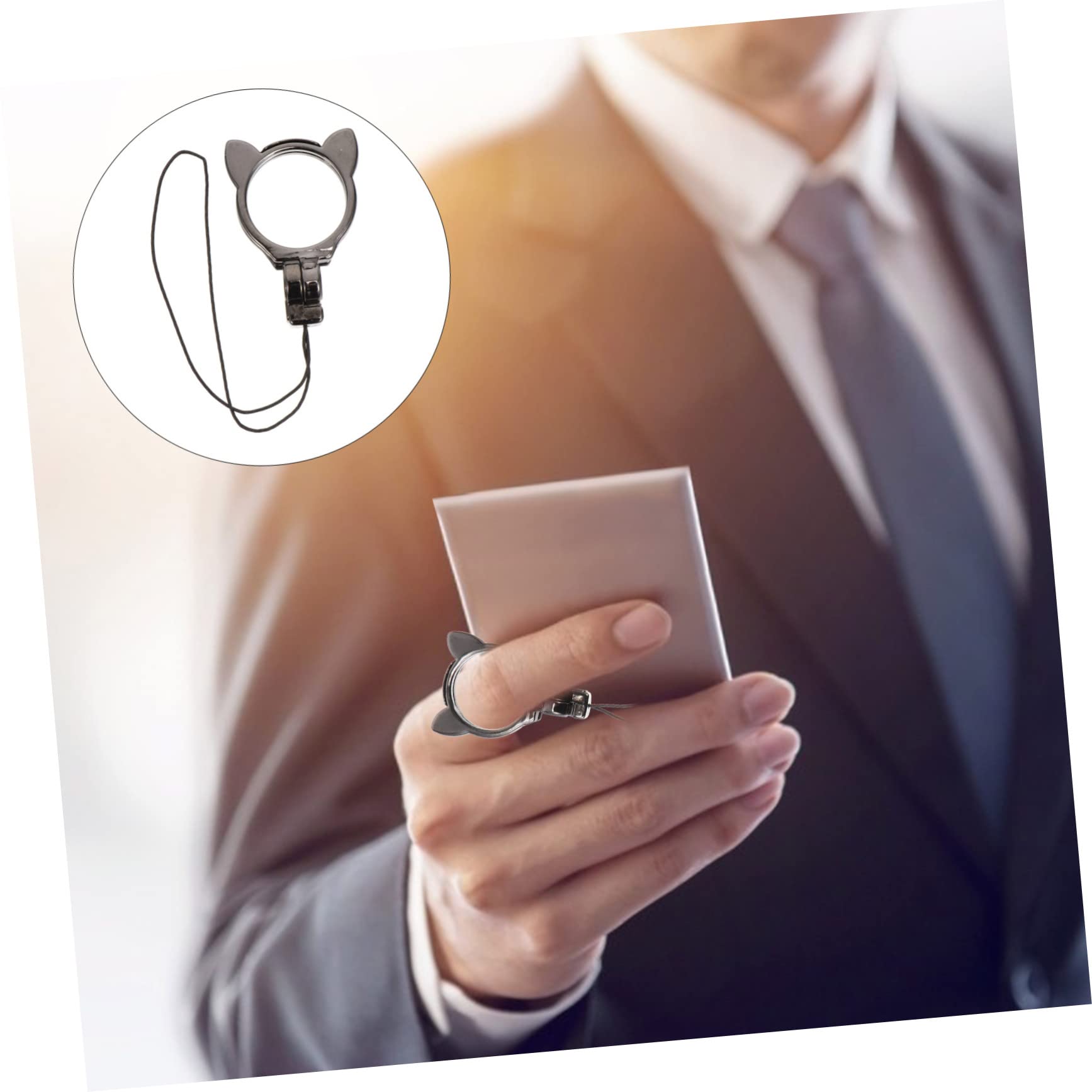 Uonlytech Anillo De Soporte Accesorios Brillantes Telefono Cordón De Teléfono Con Broche Cuerda De Teléfono Para El Cuello Cordón De Anillo Cordón Aleación De Zinc Black