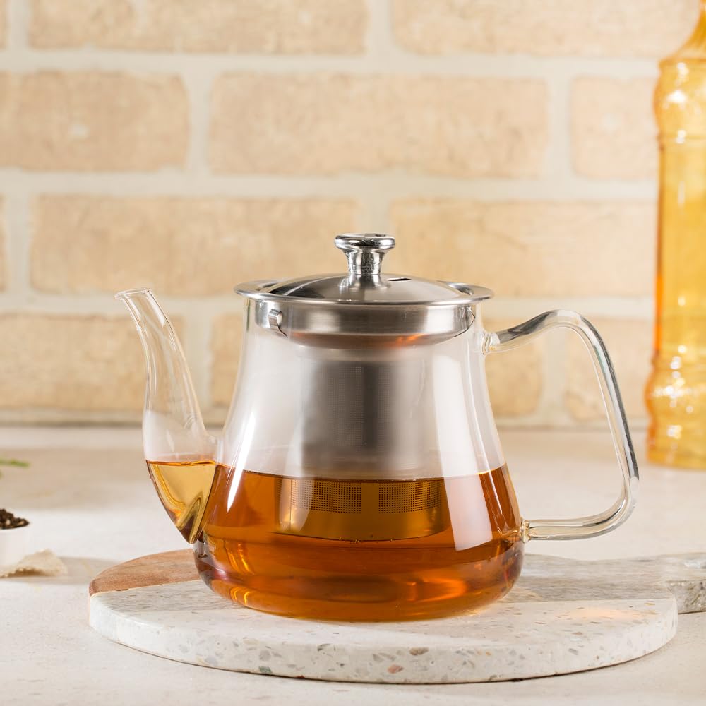 VAHDAM, Radiance- Teiera Vetro | Teiera con Infusore | Teiere da 1000 ml per tè sfuso | Perfect Tea Maker | Infusore Tè | Resistente ai graffi infusore tisana