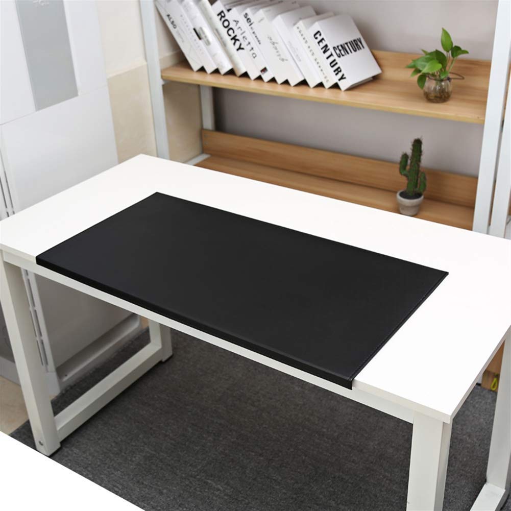 Schreibtischunterlage mit Kantenschutz sanft Luxus Leder,80x40cm Schwarz mit Kantenverriegelung Mausunterlage für Computertastatur, PC und Laptop