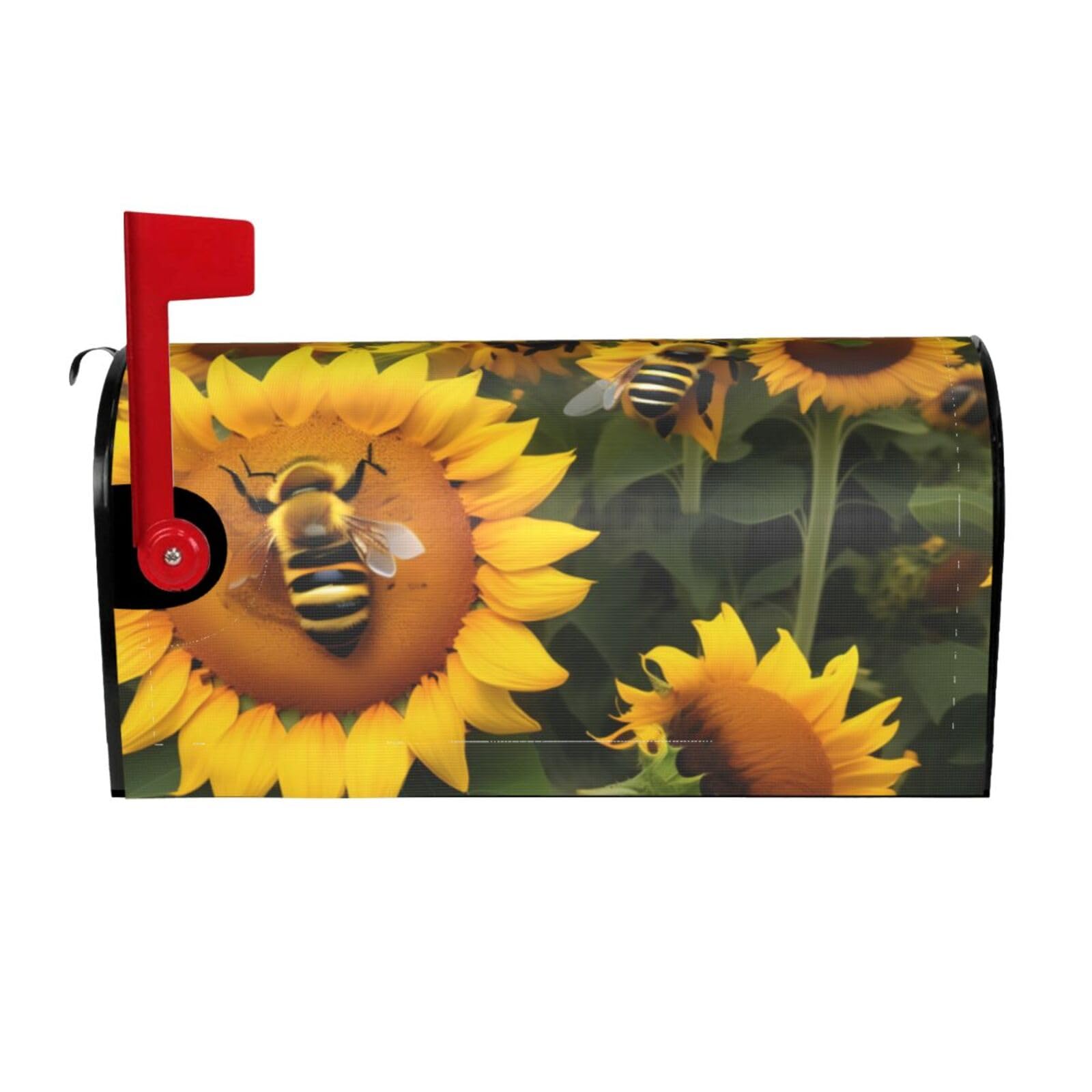 Sunflower Bees Print Mailbox Cover Wraps Post Letter Box Cover Decor For Outside Garden Yard Farmhouse Home