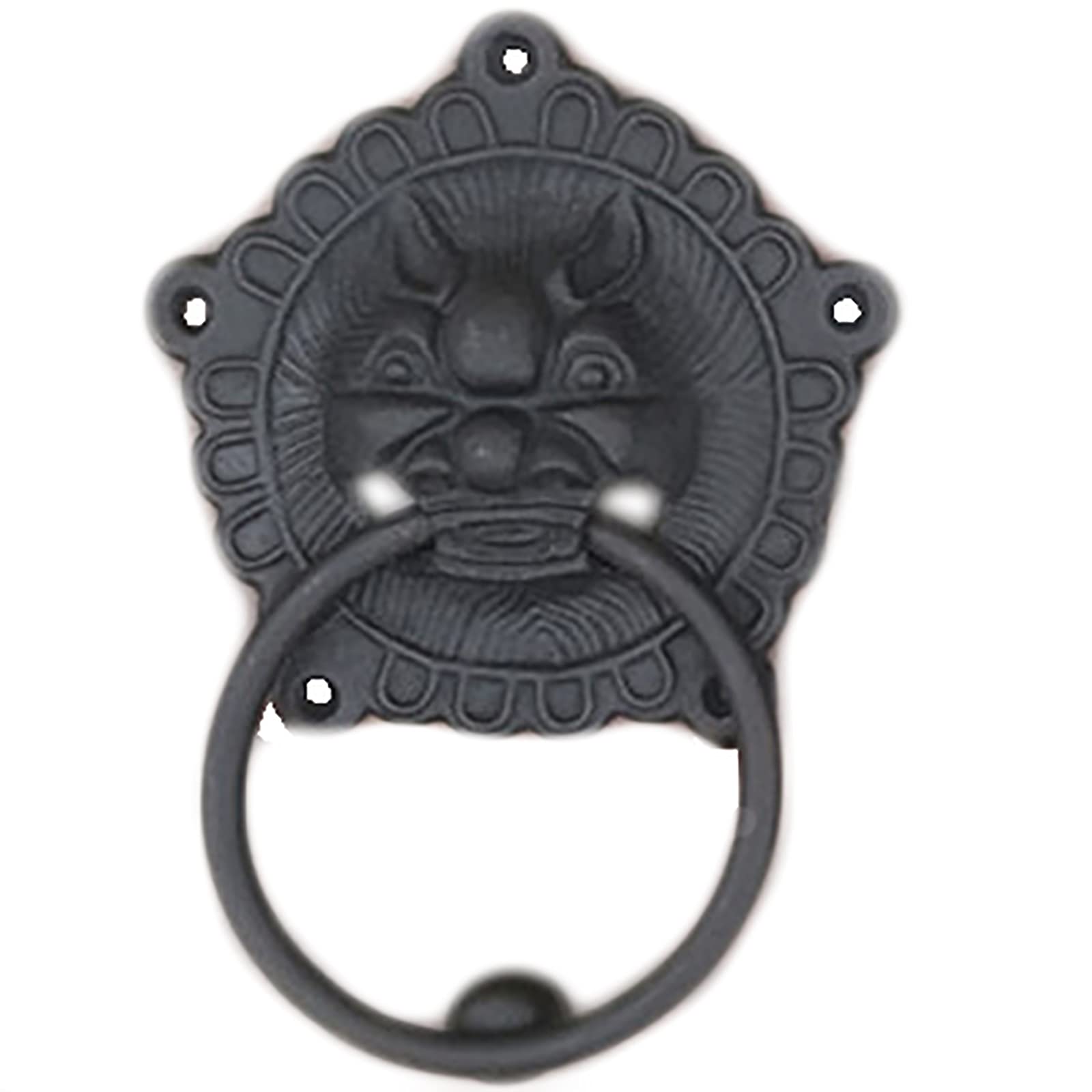 Lqdpdoor knocker Door Knockers for Front Door Black, Farmhouse Style Foundry Iron Door Knocker with Animal Head, for Garden/villa