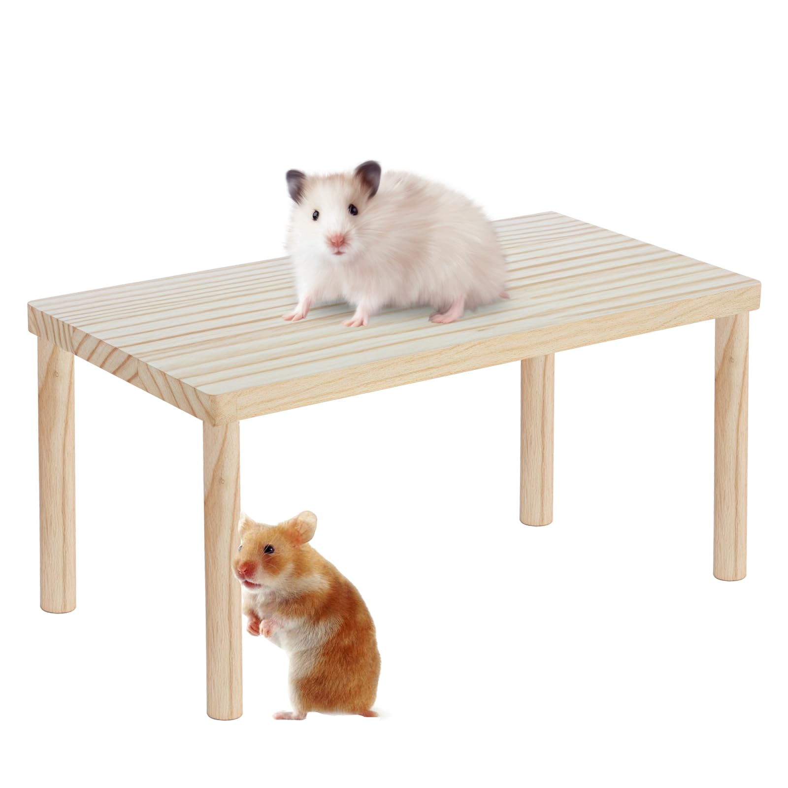 PORFOYO Platforma dla Chomików, Drewniana Platforma Wspinaczkowa 35 x 18 x 17 cm, Zabawka Wspinaczkowa Dla Chomików, Świnek Morskich, Szynszyli, Akcesoria Do Klatki