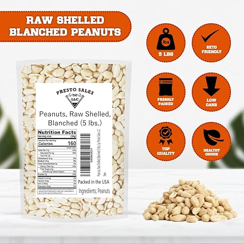 Miniatura 2 de Cacahuetes, "fresco y crujiente" crudo sin cáscara, blanqueado, # 1 Snack, cocina amistosa, deliciosa, amada por todos, útil, imprescindible,