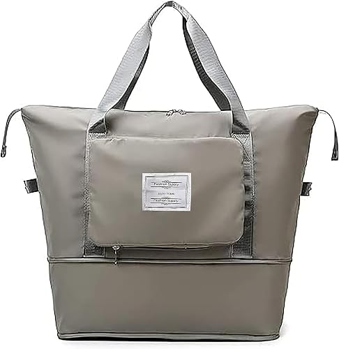 Foldable Large Duffle Bags Waterproof Cabin Airplane Bag for Gym, Sports and Travel, Hand Luggage Underseat Tote Hospital Maternity Handbag, Grey, Maximum Size: 40X22X45cm