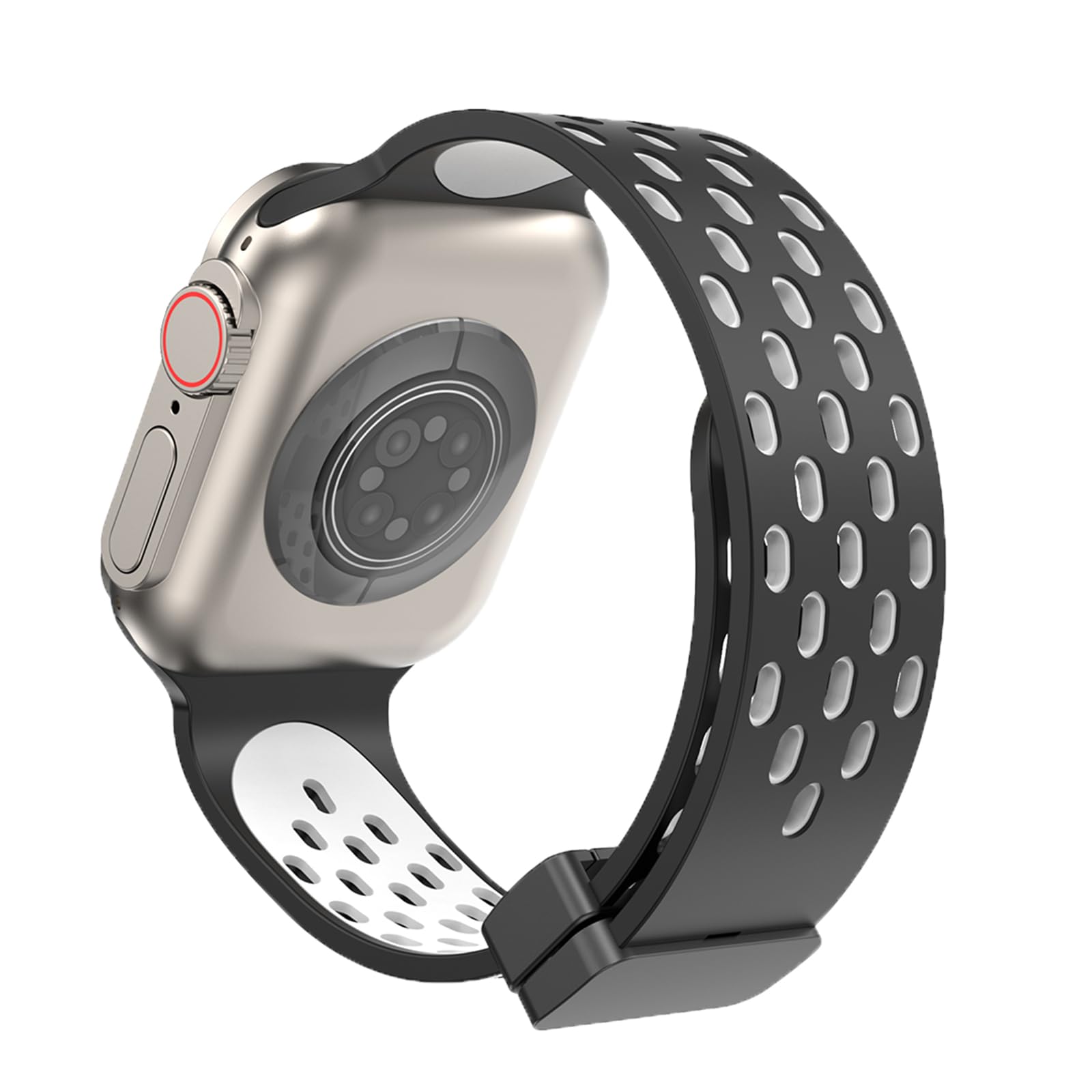 KASO workshops Magnetic Sport Folding Band for Apple Watch 49mm 45mm 44mm 42mm 41mm 40mm 38mm, Waterproof Breathable Silicone Compatible with iWatch Ultra SE Series 8/7/6/5/4/3/2/1, for Women & Men