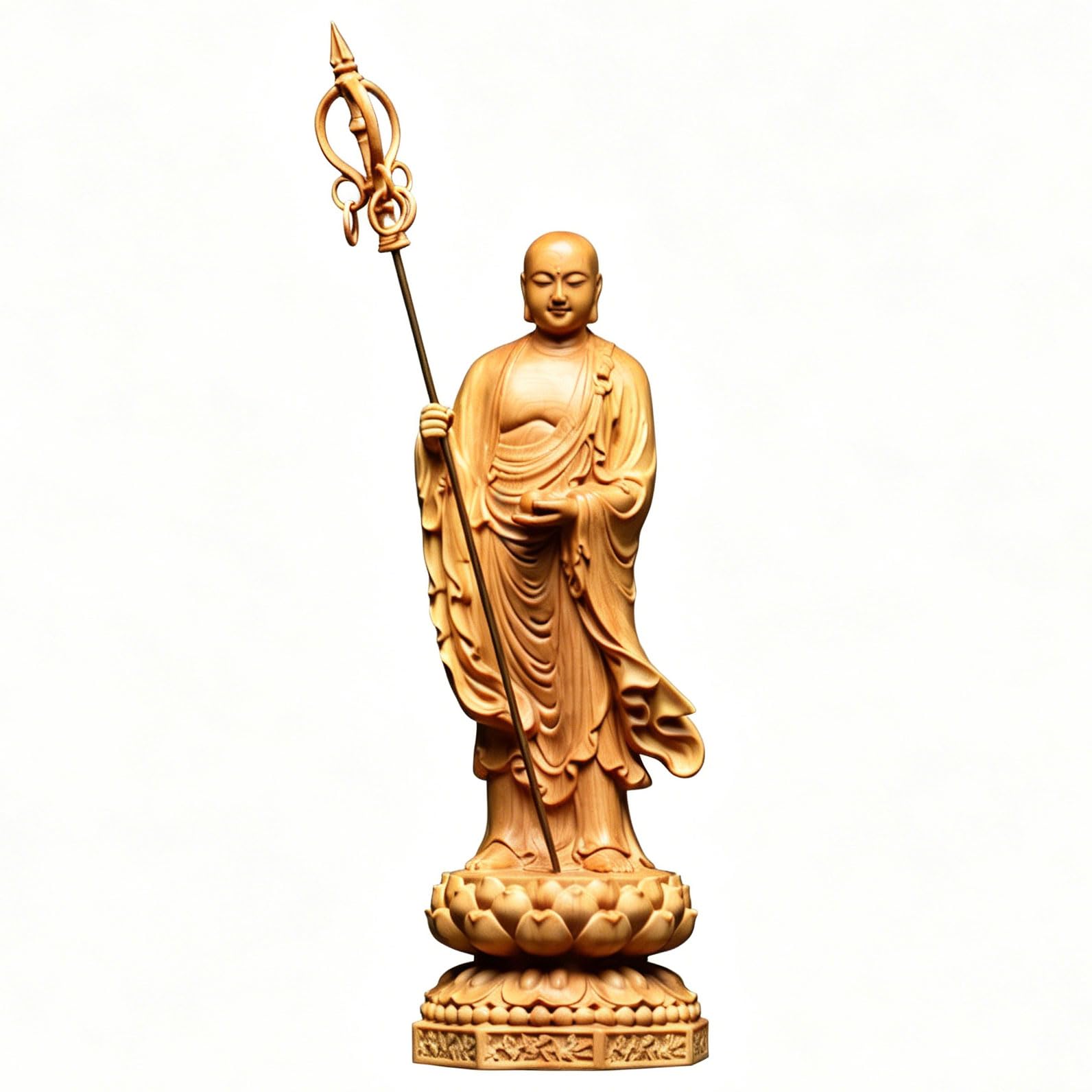 Amazon｜木彫り仏像【地蔵菩薩立像】木製 安産祈願 子育ての守護尊