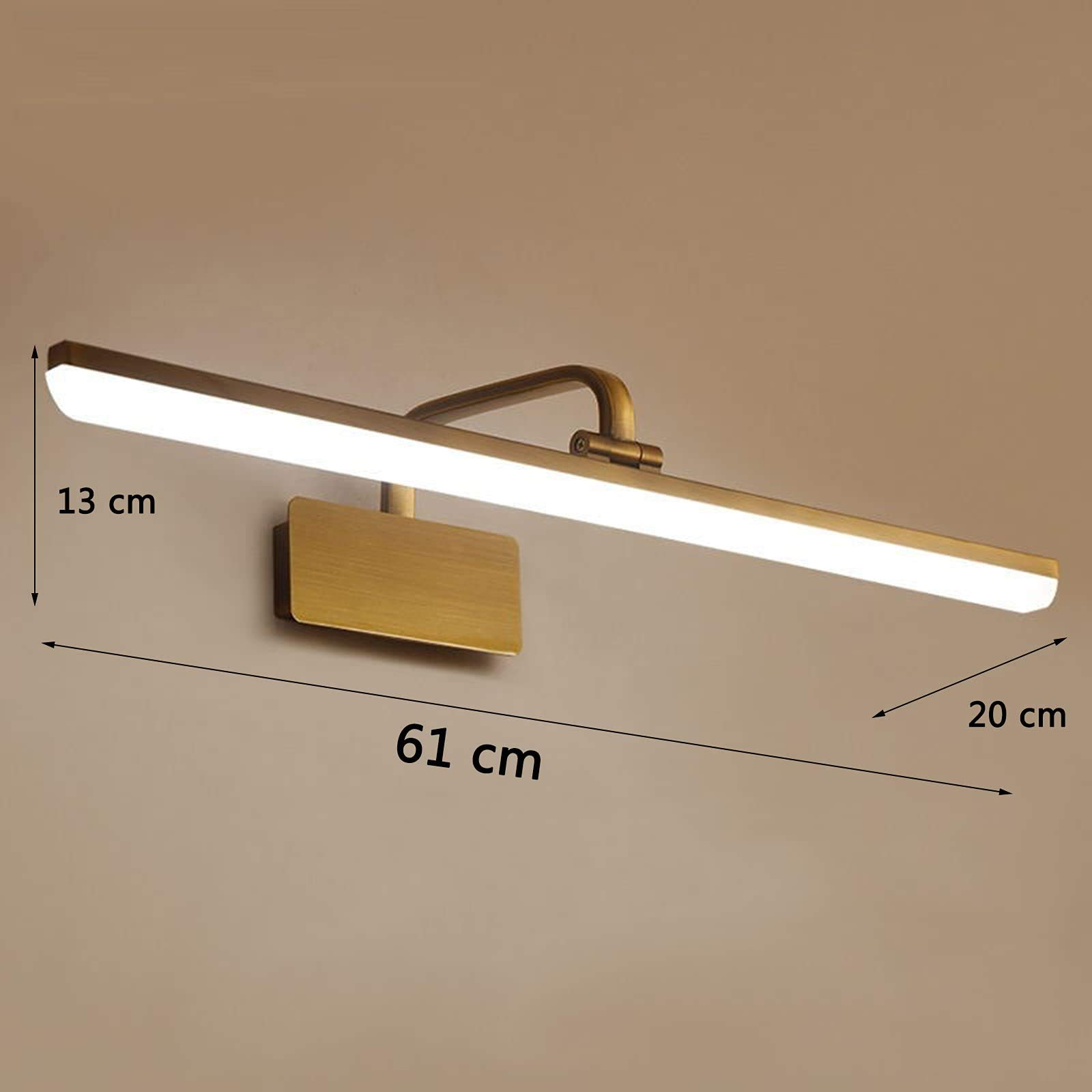 Rétro éclairage Avant de Miroir de Salle de Bains, lumières de Miroir en Bronze à LED avec 180 ° Rotatif; Tête de Lampe, Blanc Chaud 3000K, lumières d'armoire à Miroir en métal Vintage pour restauran