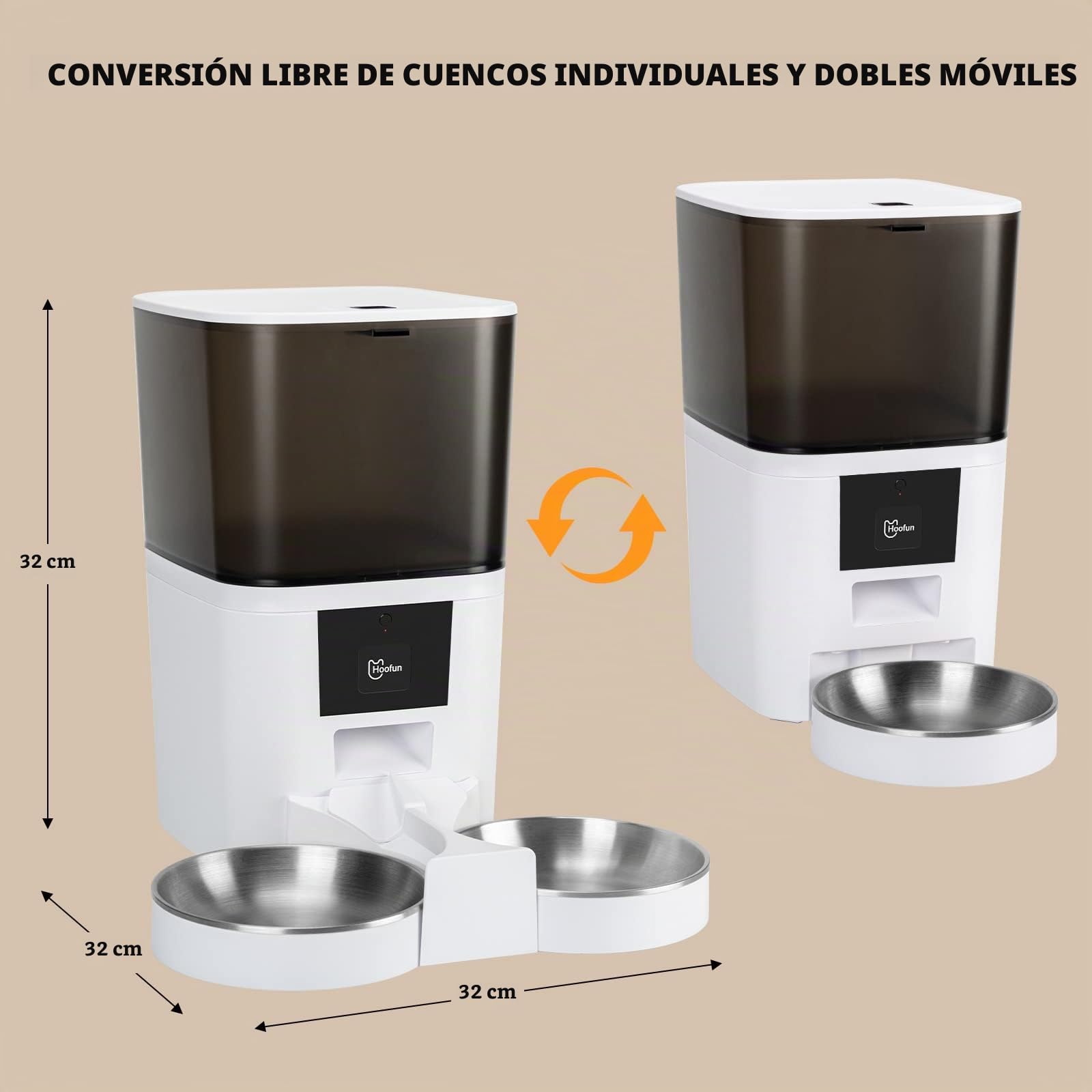 WiFi Comedero automático para Gatos： 6L Dispensador, Alimentador con Control Remoto de Aplicación, Tiempo 1-6 Comidas al día, Control De Porciones