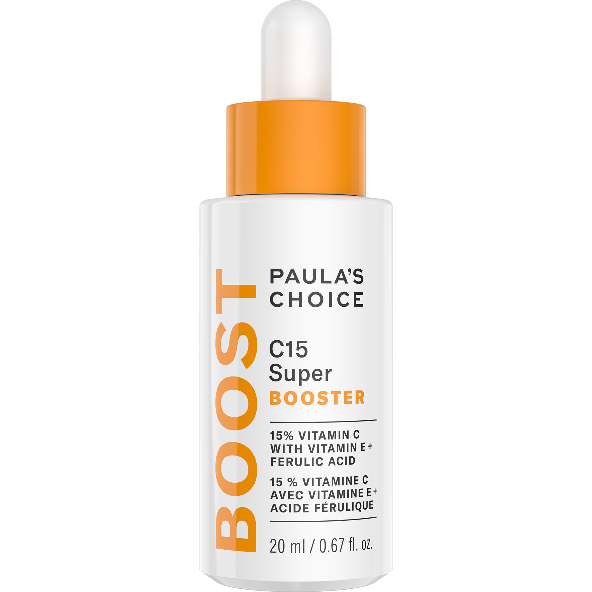 Paula's Choice C15 Witamina C Super BOOSTER, 20 ml | Serum przeciwstarzeniowe z 15% witaminą C - odciska brązowe plamy dla nudnej skóry - z kwasem ferolowym