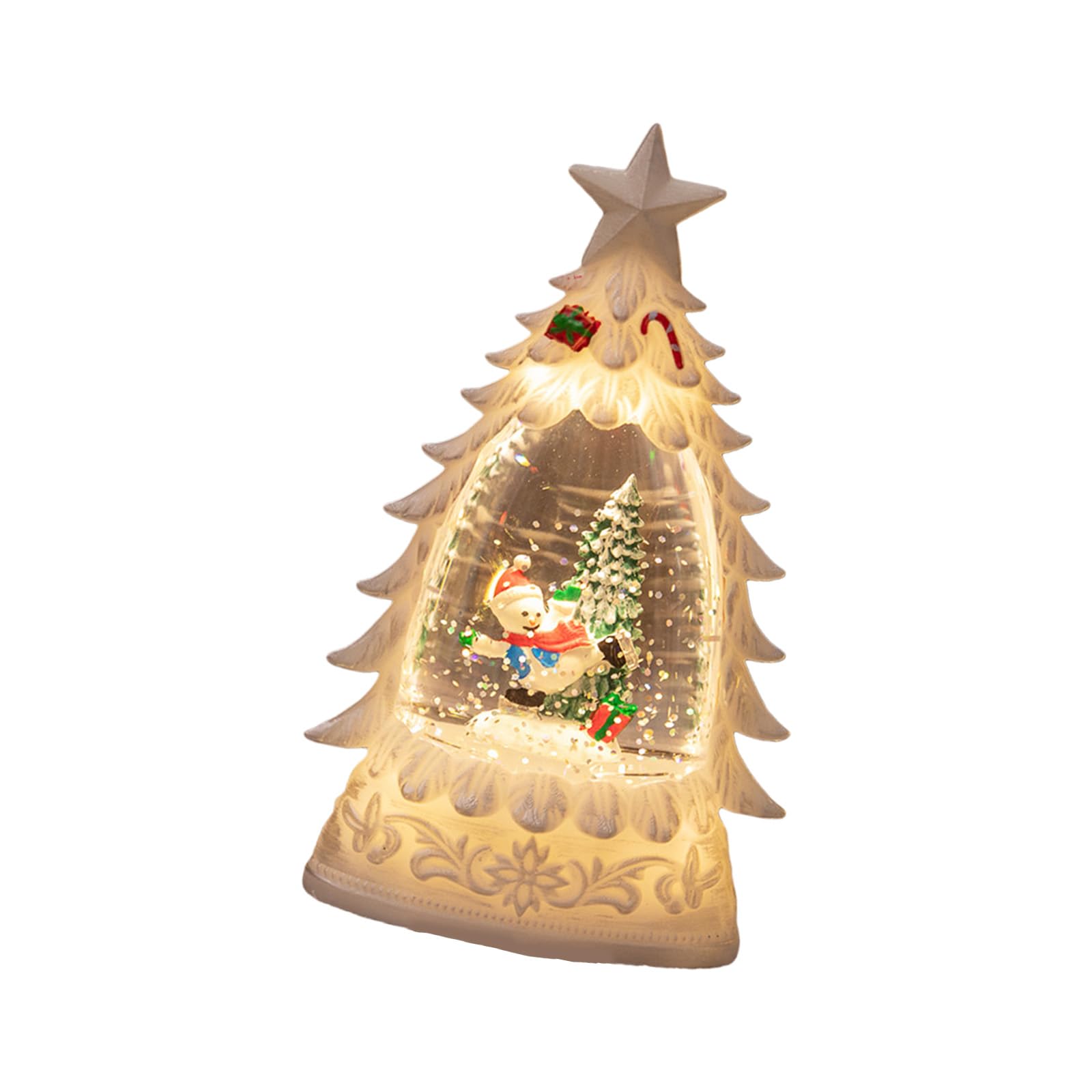 Tsophreniq Sparkling LED Lamp Christmas Decoration with Floating Snowflake Safe for Kids Lamp Decoration