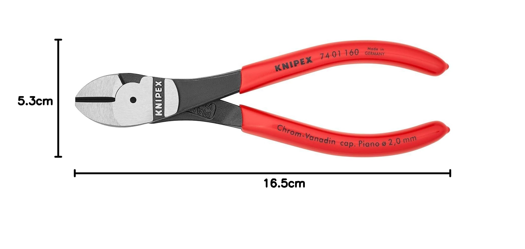 KNIPEX Tronchese laterale per meccanica tipo forte rivestiti in resina sintetica 160 mm, 74 01 160
