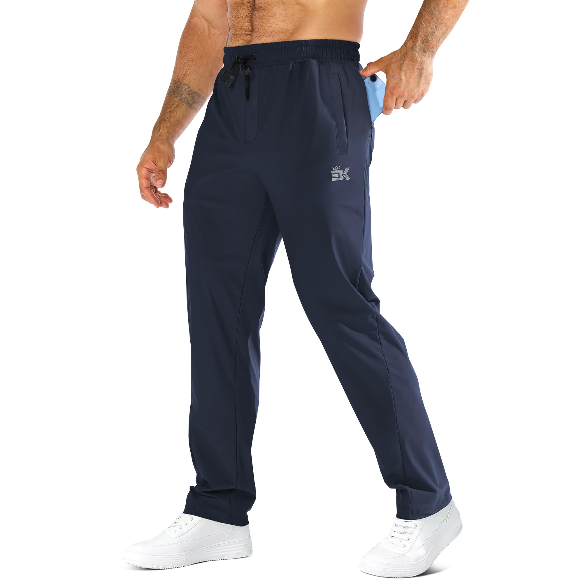 BROKIG Mens Gym Track Pants, Drylite Stretch Golf Sports Tracksuit Joggers, Running Workout...