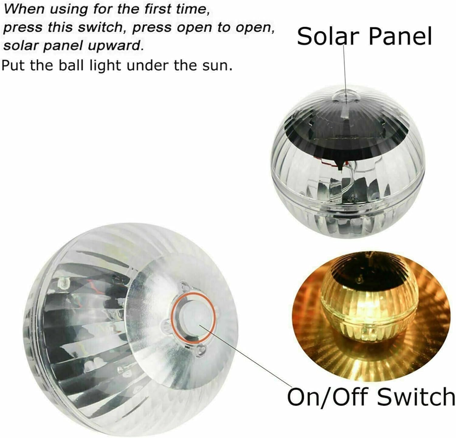 LED Glowing Floating Ball Pool Light Solar Swimming Pool Light Color Changing Underwater Fountain Globe Light Garden Pond Light(Warm White,2Pcs)