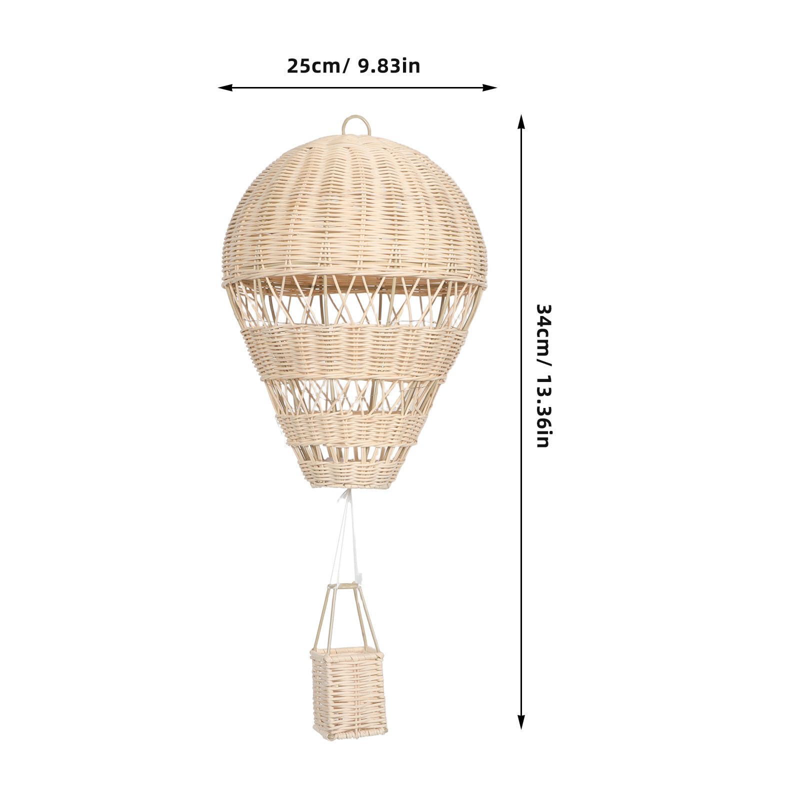 Hemobllo Handgeflochtener Heißluftballon Pastoraler Stil Hängende Dekoration mit Lichterkette aus Rattan Auffälliges Kunstwerk für Kinderzimmer und Wohnzimmer
