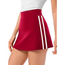 High Waisted Tennis Skirt for Women, Side Stripe Golf Skort with Shorts Pockets Athletic Skorts for Workout Gym