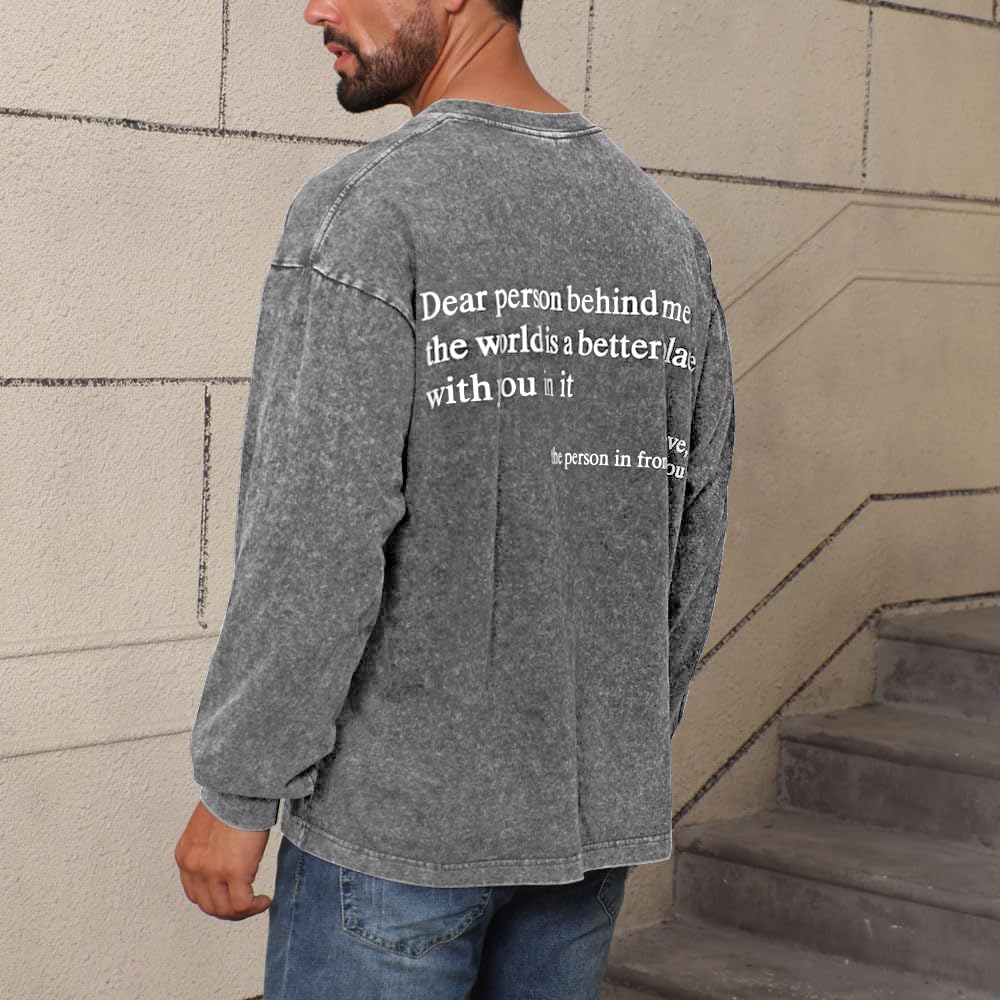 Dear Person Behind Me Shirt, You are Enough Tshirts for Men Long Sleeve T Shirt, Inspirational Positive Tees Vintage Graphic - Image 4