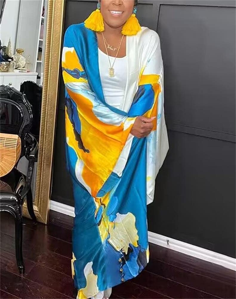 cu4eve Summer Cardigan For Women Lightweight Satin Open Front Long Kimono Swimsuit Cover Ups Silk Robe Plus Size