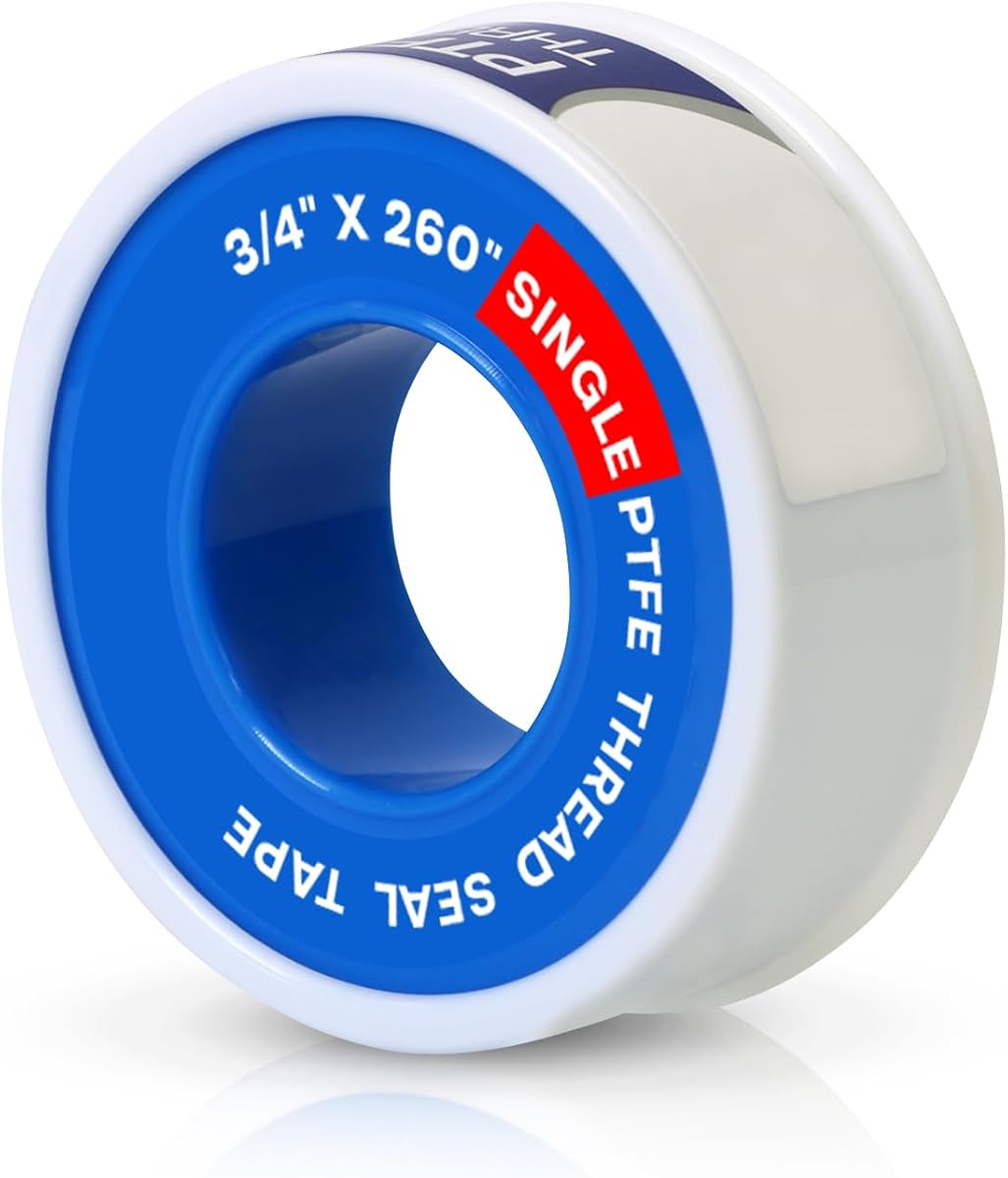 Supply Giant Plumbers PTFE Tape 3/4" W x 260" L Pipe Thread Tape, High Density Thread Sealant Tape Water Seal Plumbing Tape for Shower Head, Pipes, Gas Lines, Leak Prevention