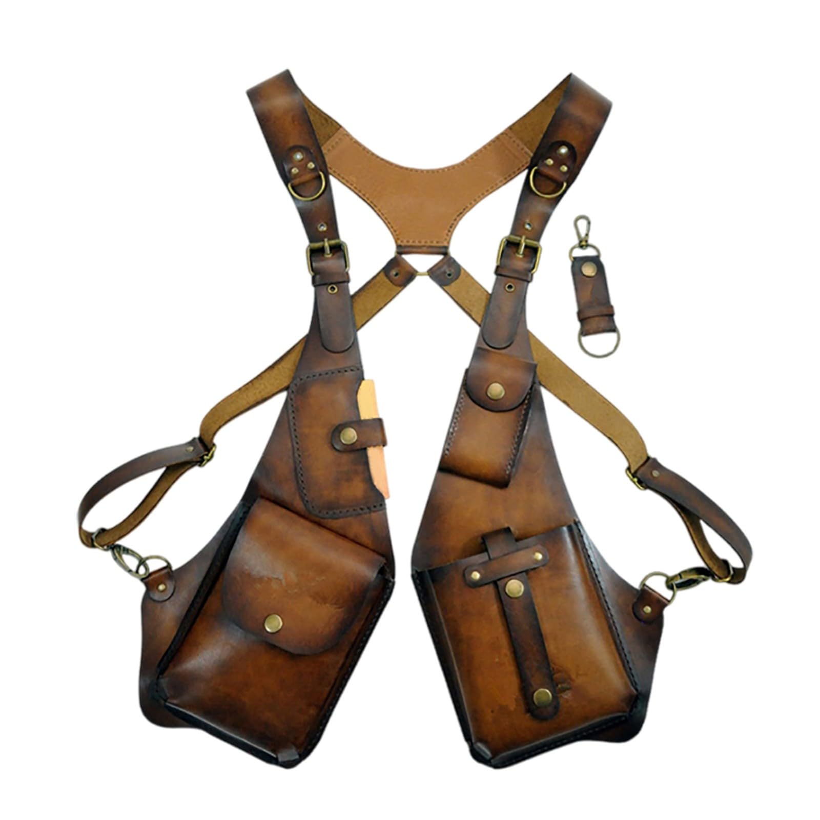 Générique Sac sous Arme en Cuir PU - Poche de Portefeuille Holster Double Holster en Cuir Vintage - Portefeuille de téléphonie antivol caché réglable