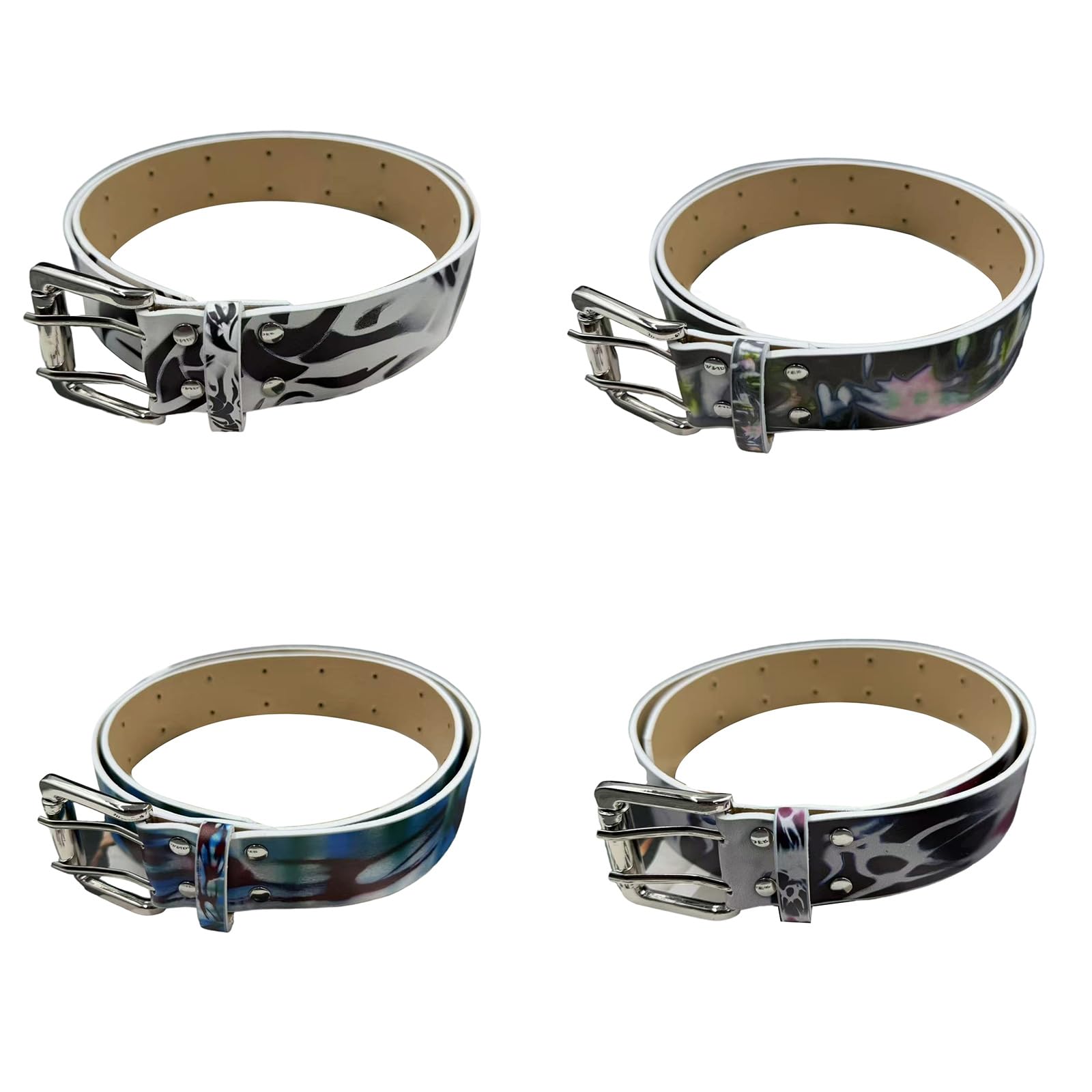 Cinturón de graffiti retro ajustable para hombres y mujeres de piel sintética con hebillas fuertes para varias ocasiones, cinturón de tela ajustable