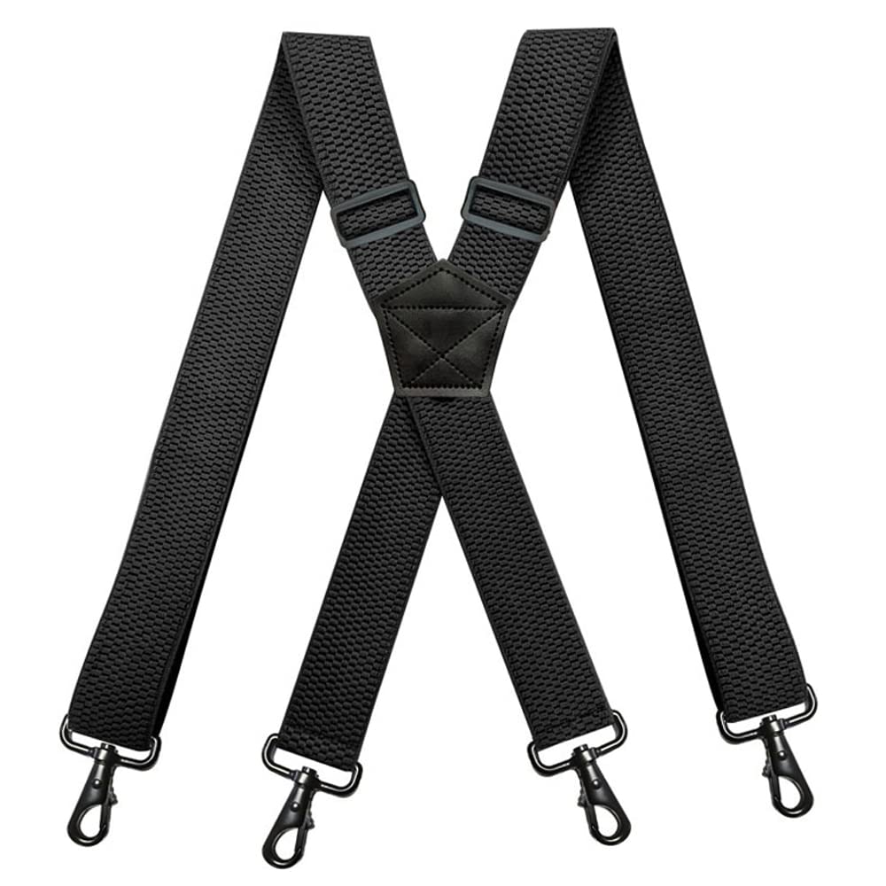 YYKSYDPT 1.5Inch Suspenders,Heavy Duty Work Suspenders Men,Sturdy Suspender with 4 Carabiner Hooks Adjustable Elastic X Shape Mens Braces for men Trousers (Black)