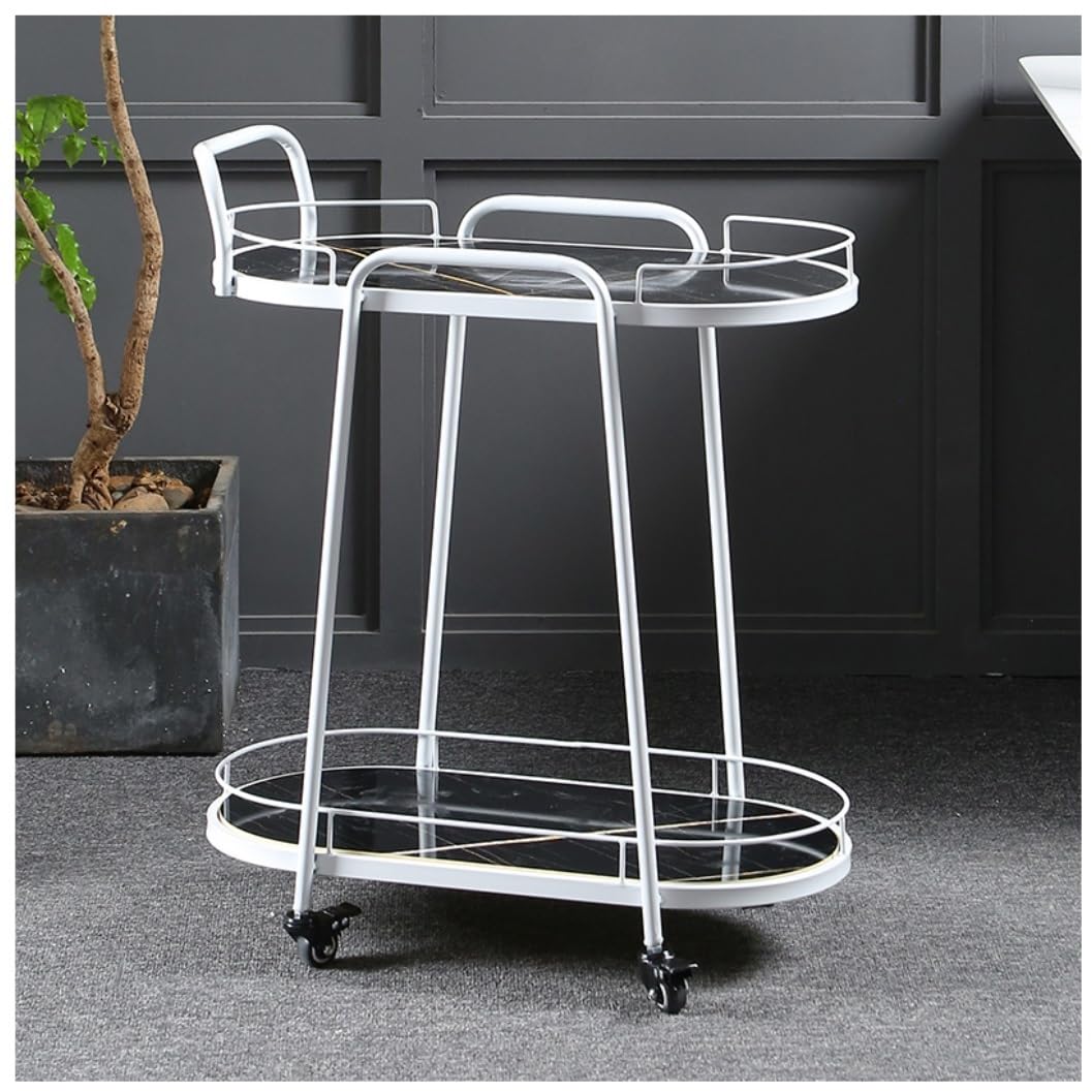 Carrello di Servizio Carrello Bar Carrello Da Portata Carrello Da Portata Cucina Struttura In Metallo Bar Carrelli Da Portata Ruote Con Freno Carrello Salvaspazio(C,2-Tier)