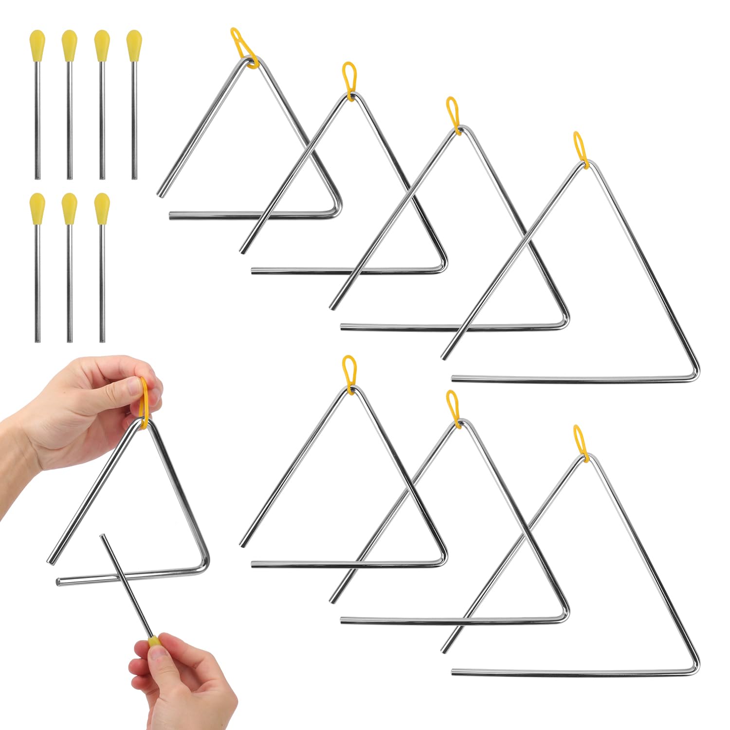 8 strumenti musicali a percussione triangolare, strumento triangolare con percussione, strumento a percussione ritmica a mano per lezioni di musica, concerti, esibizioni di band, feste (7/8/9