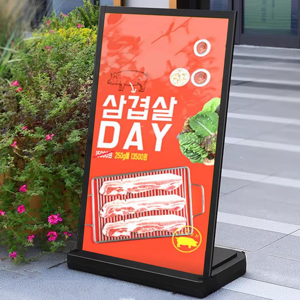 Soporte Para Carteles De Acera, Expositor De Carteles Con Estructura De Aluminio Para Interiores Y Exteriores, Soporte Para Menús Y Anuncios Para Restaurantes,Negro,60x100cm/23x39inch