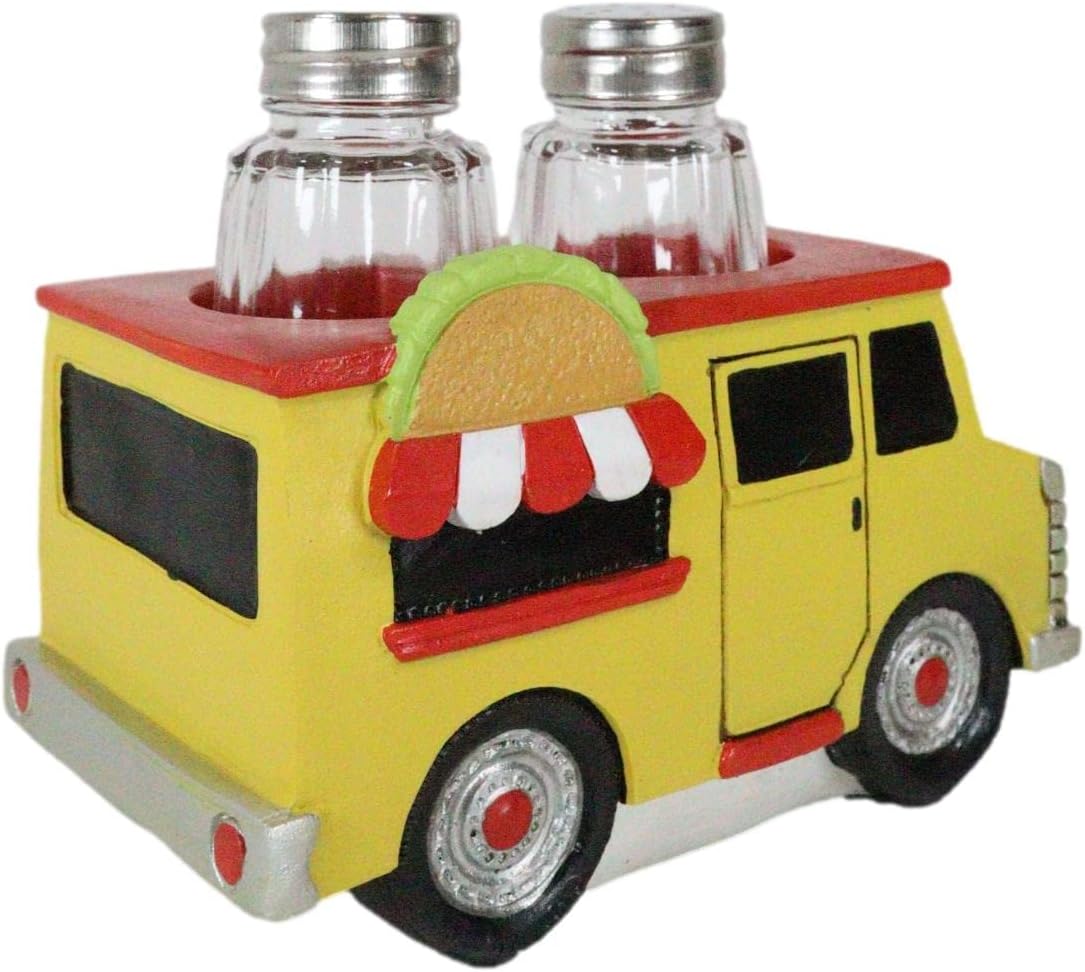 Ebros Gift Cinco De Mayo Fiesta Party Taste Of Mexico Tex-Mex Taco Food Truck Hot And Fresh Salt And Pepper Shakers Set Holder Figurine 6.25"Long Tacos Kitchen Dining Bar Countertop Table Accent