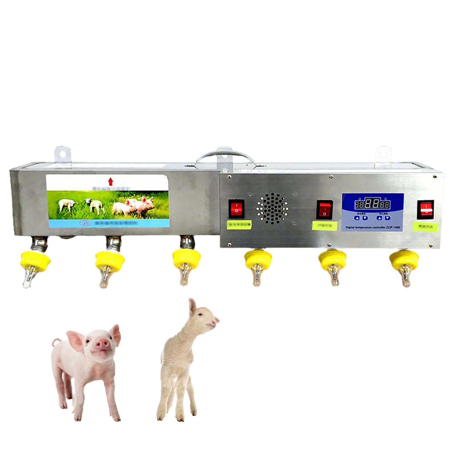 Comedero automático para lechones con 6 tetinas y control térmico