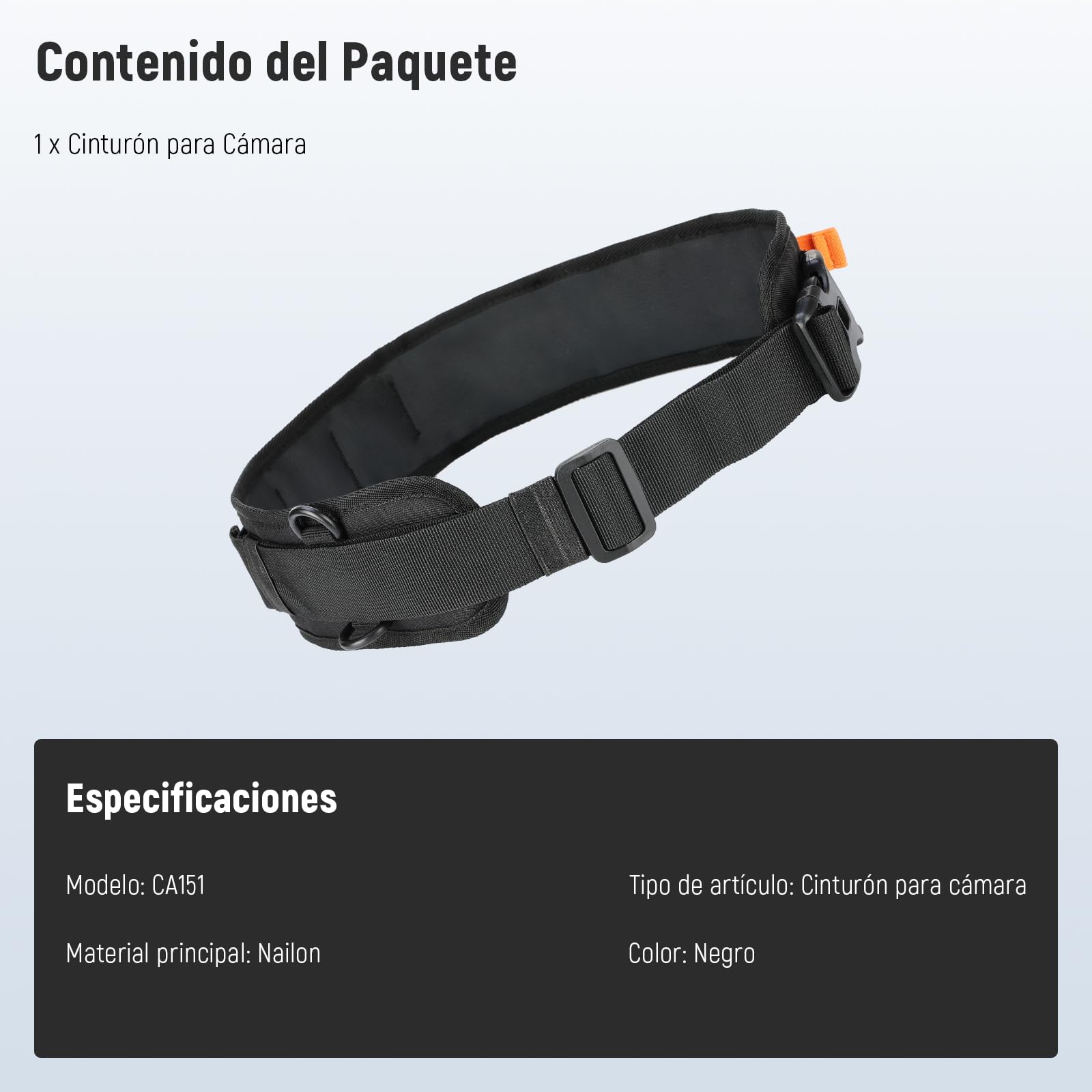 NEEWER Cinturón multifunción para cámara, Correa de cámara para fotógrafos, Cintura Transpirable Ajustable con Anillos en D para Bolsa DSLR, Bolsa de Lente, trípode, Accesorios de fotografía Flash