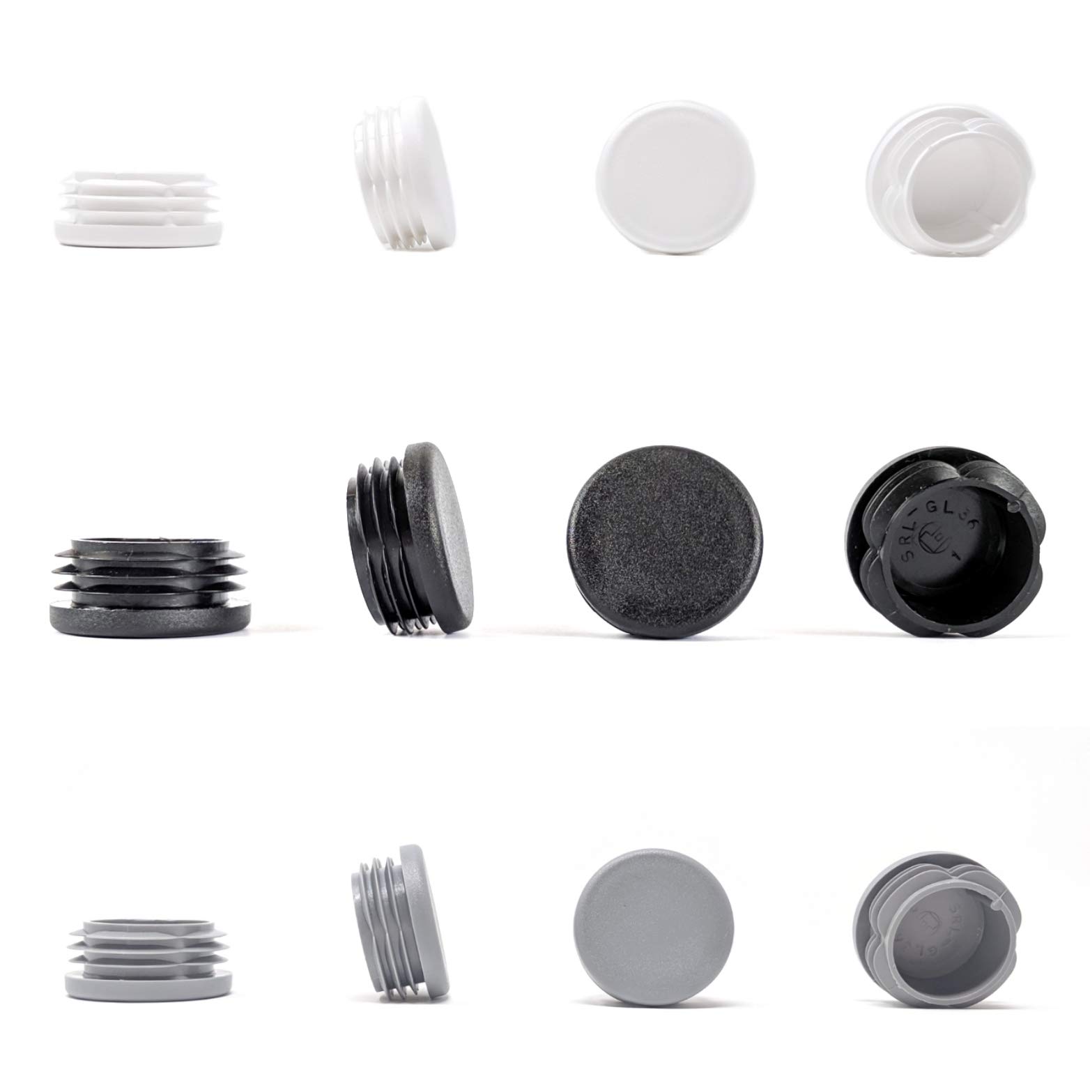 Round Tube Inserts End Caps, Varierty of Sizes in Black, White or Grey - Made in Germany (Please see diagram before ordering) 36mm, White, Pack of 24