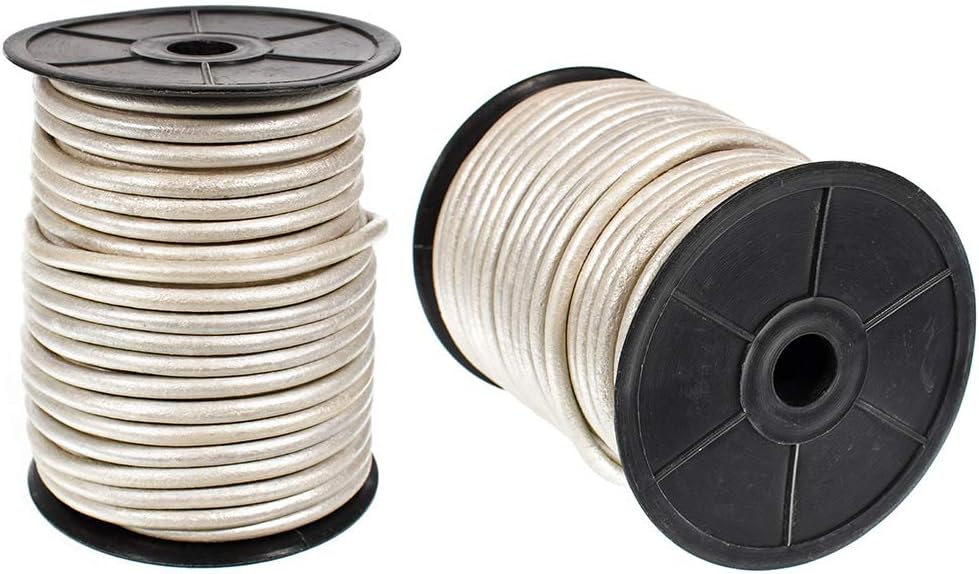 5 mm Pearl Round Leather Cord - 25 Yards - Perfect for Crafts, DIY, Jewelry, and More!