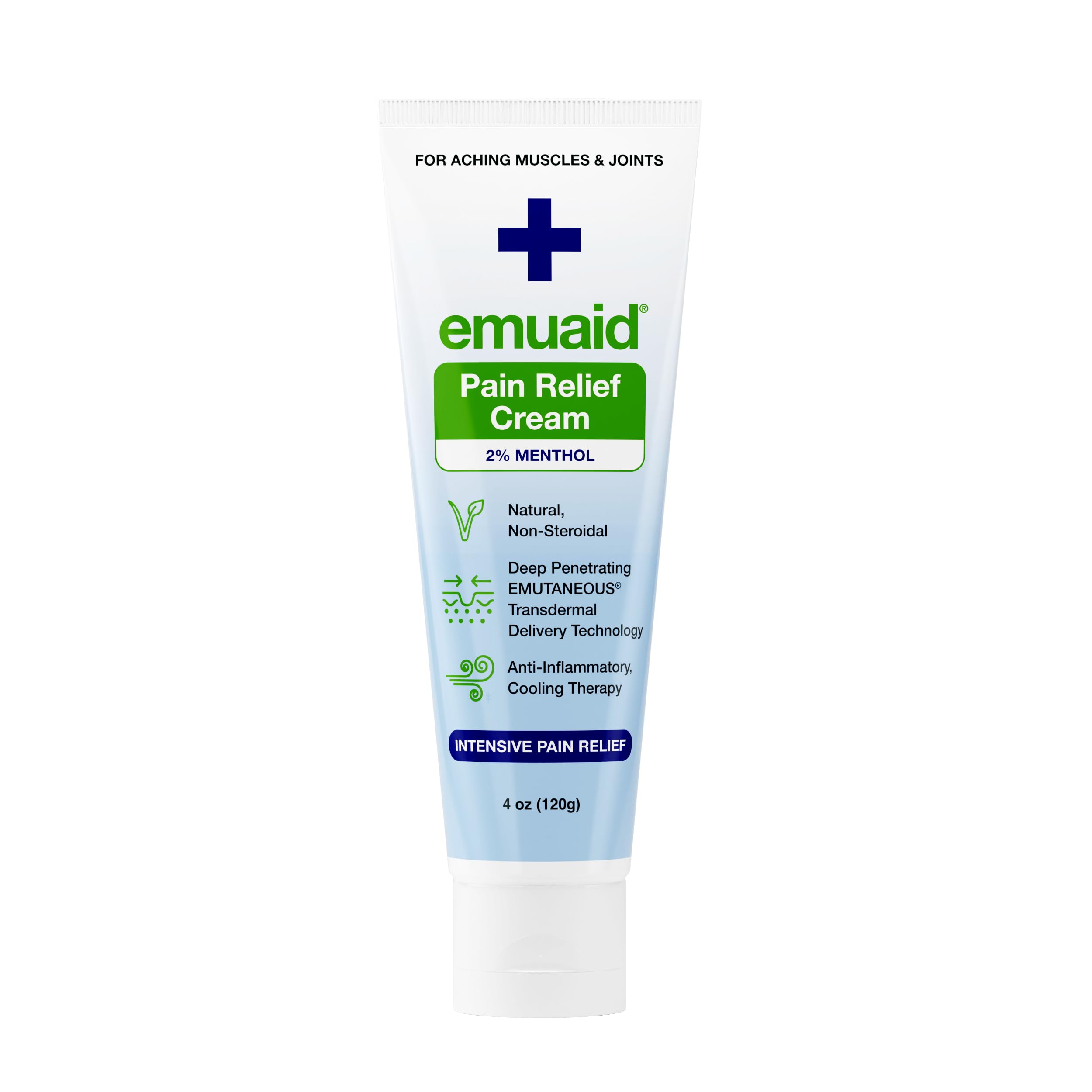 EMUAID Intensive Pain Relief Cream, Topical Relief Cream for Shoulder, Neck, Lower Back, Hip, Knee, Leg, and Feet Discomfort, Eases Sciatica, Tendon Sensitivity, and Physical Discomfort, 4oz