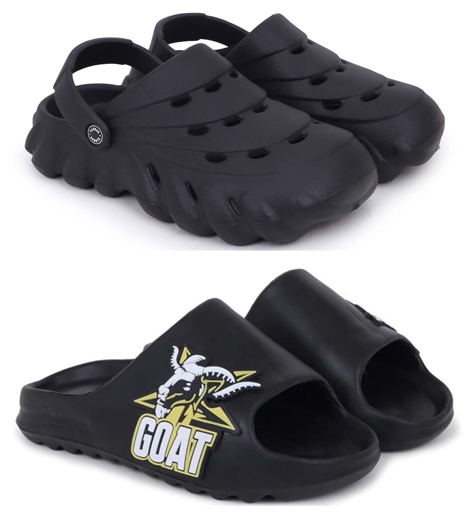 pampy angel Combo Pack of 2 Slipper/Flip Flops/Slides/Clogs/Sandals for Men (Cl-1400 Vs YEE-Goat)-picture-26